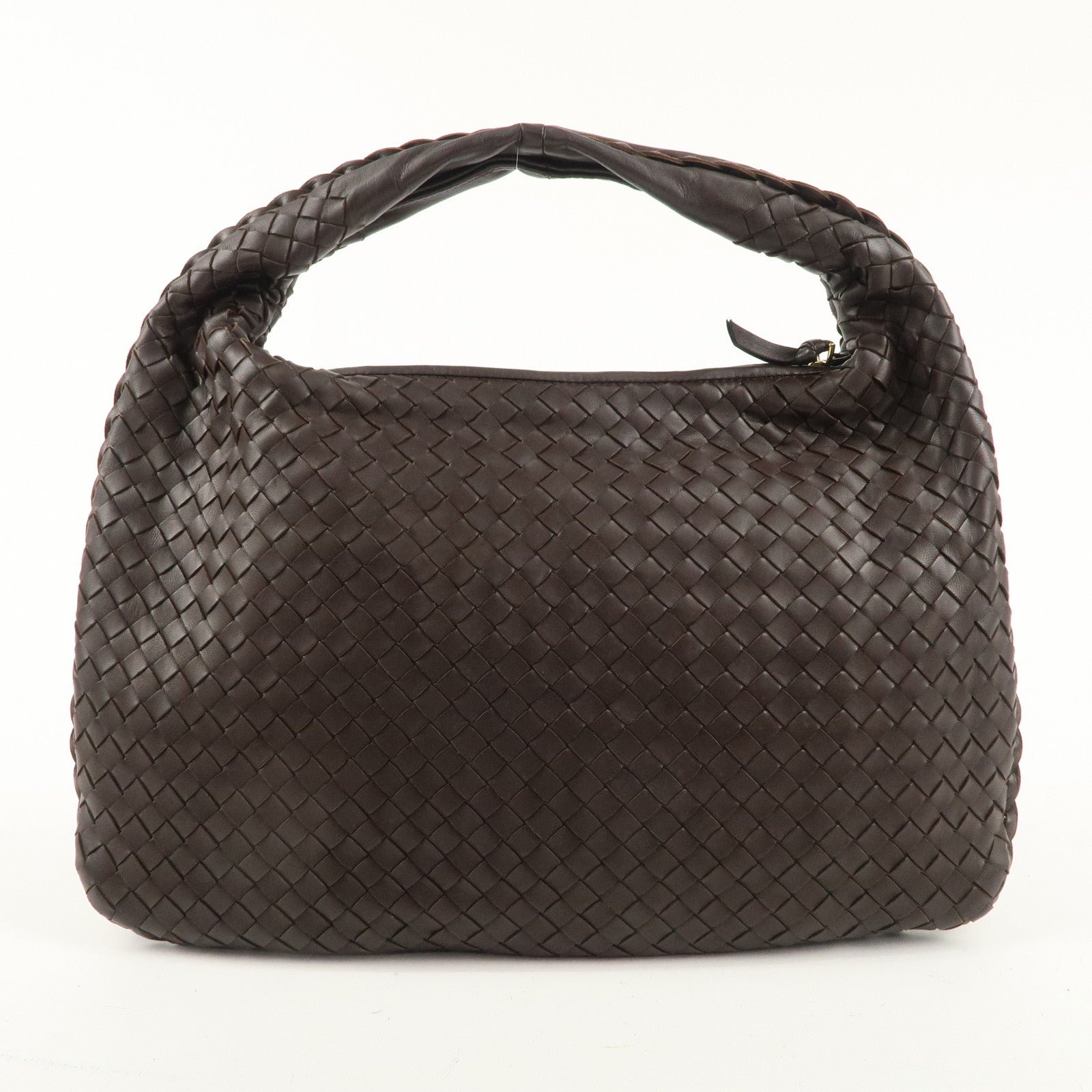 BOTTEGA VENETA Hobo Intrecciato Leather Shoulder Bag Brown 115653