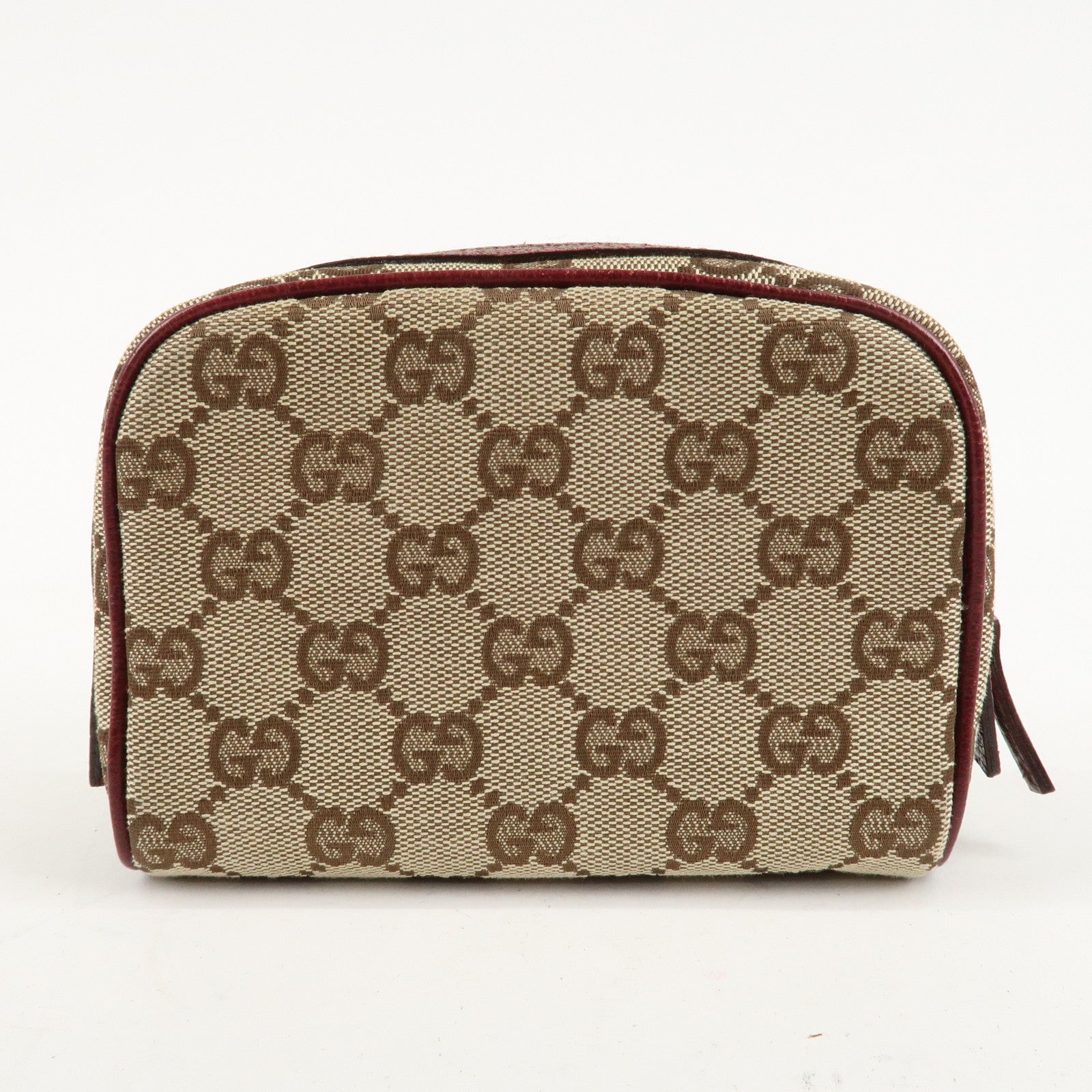 GUCCI GG Canvas Cosmetic Pouch Beige Bordeaux 120978 Used