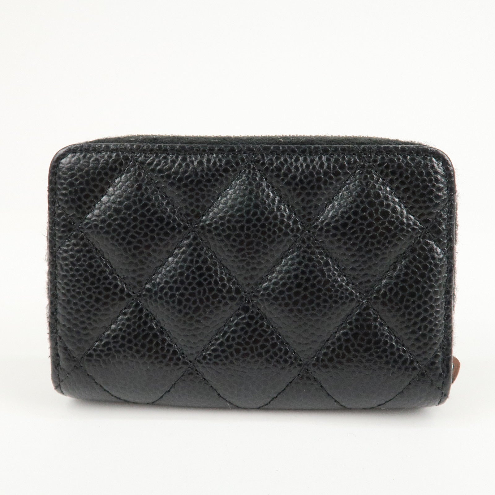 CHANEL Matelasse Caviar Skin Around Zipper Coin Case Black AP0216