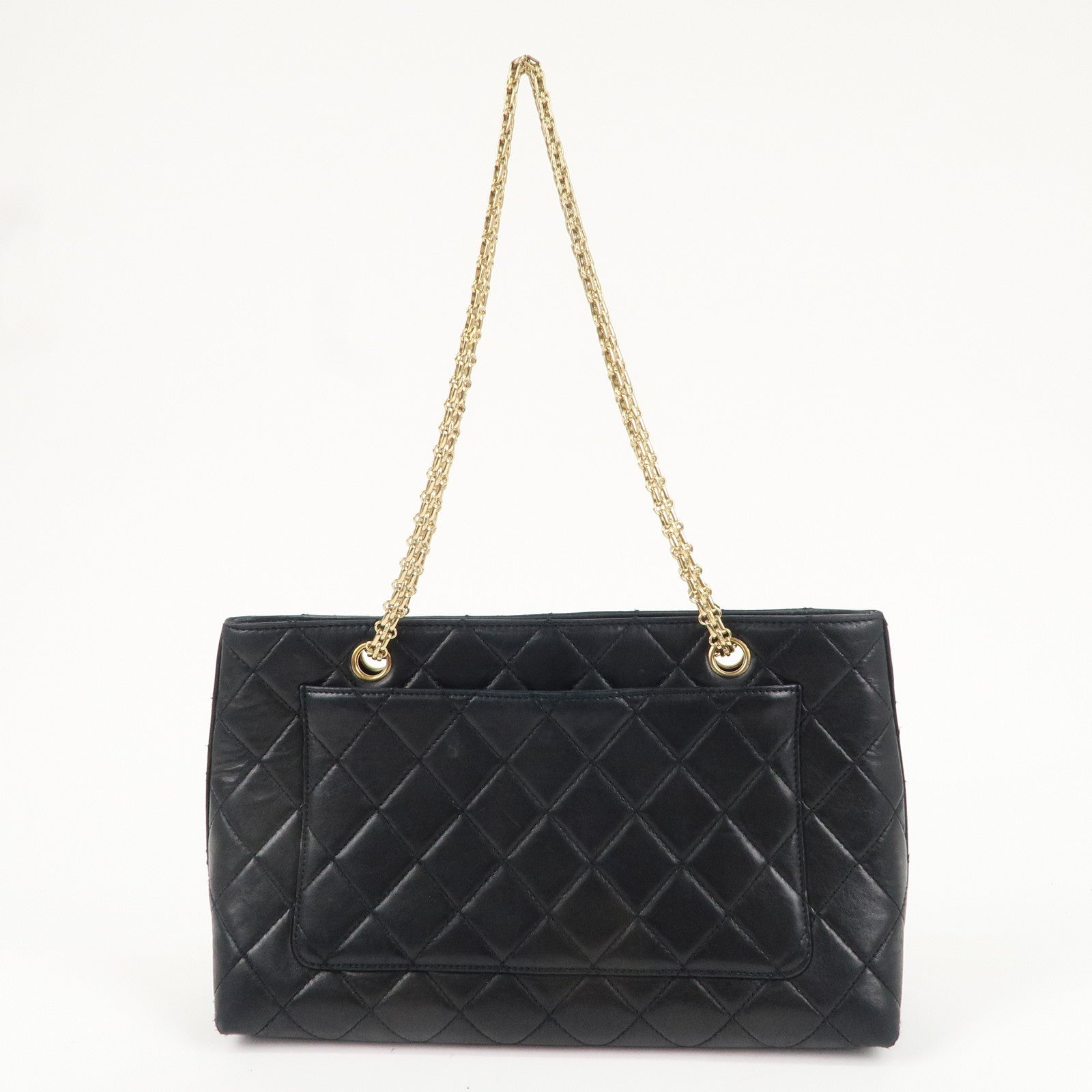 CHANEL Matelasse Lamb Skin Chain Shoulder Bag Black