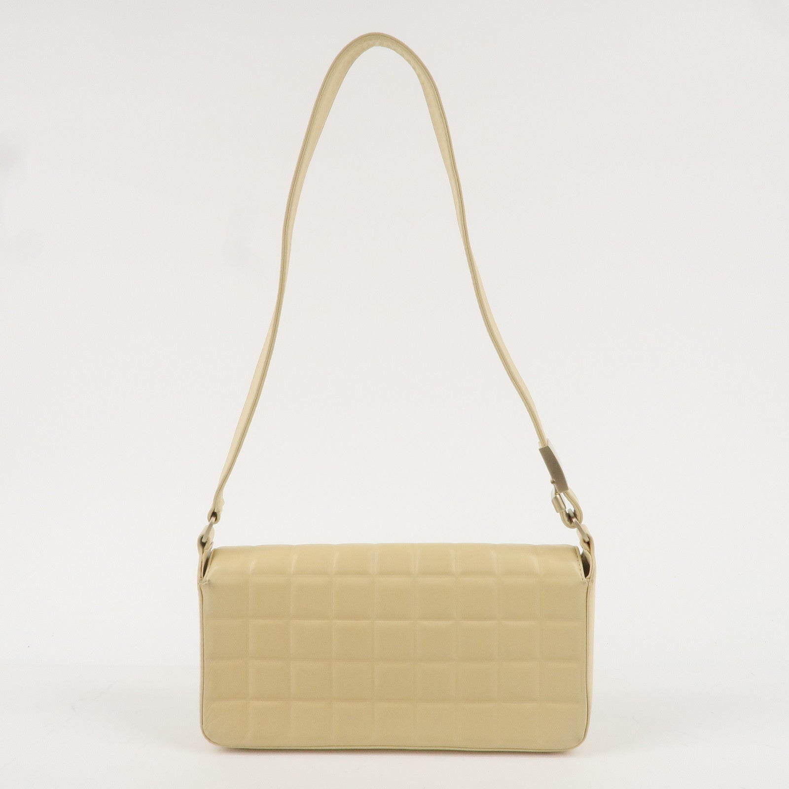 CHANEL Chocolate Bar Lamb Skin Shoulder Bag Beige