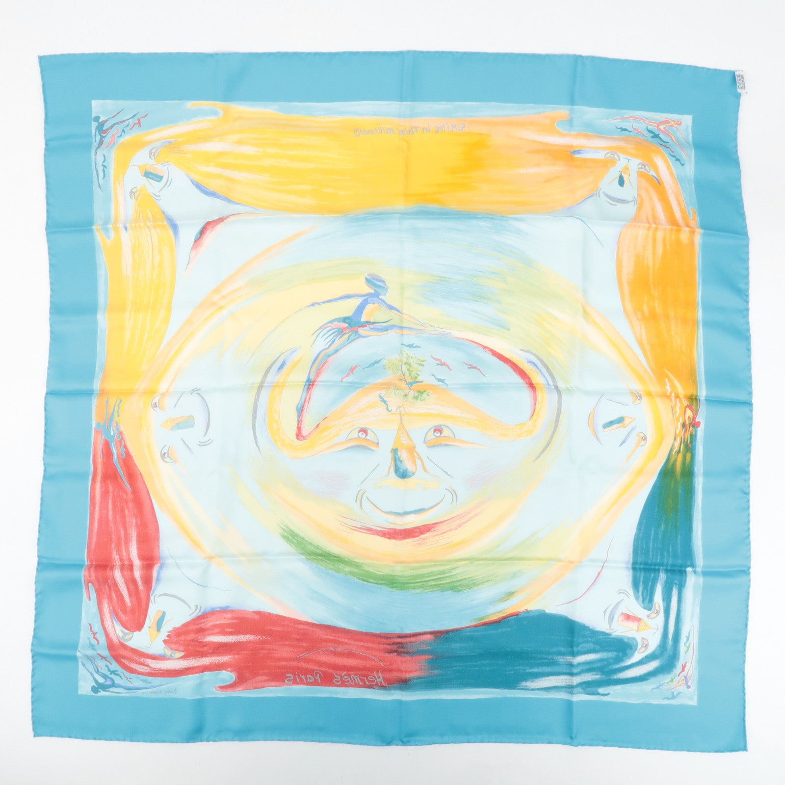 HERMES Carre 90 Silk 100% Scarf Smiles in Third Millenary