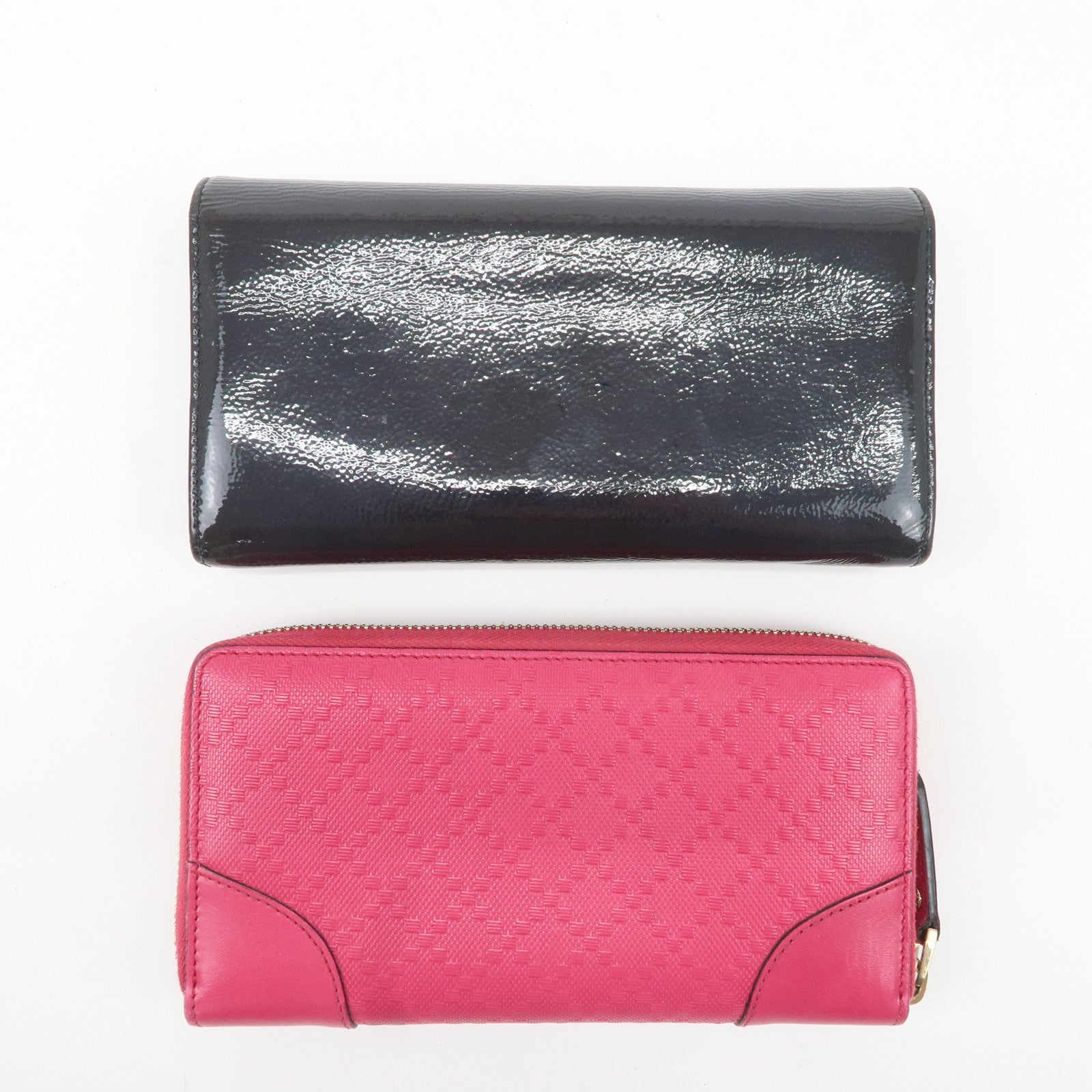 GUCCI Set of 2 Long Wallet Navy Pink 282414 354487 Used