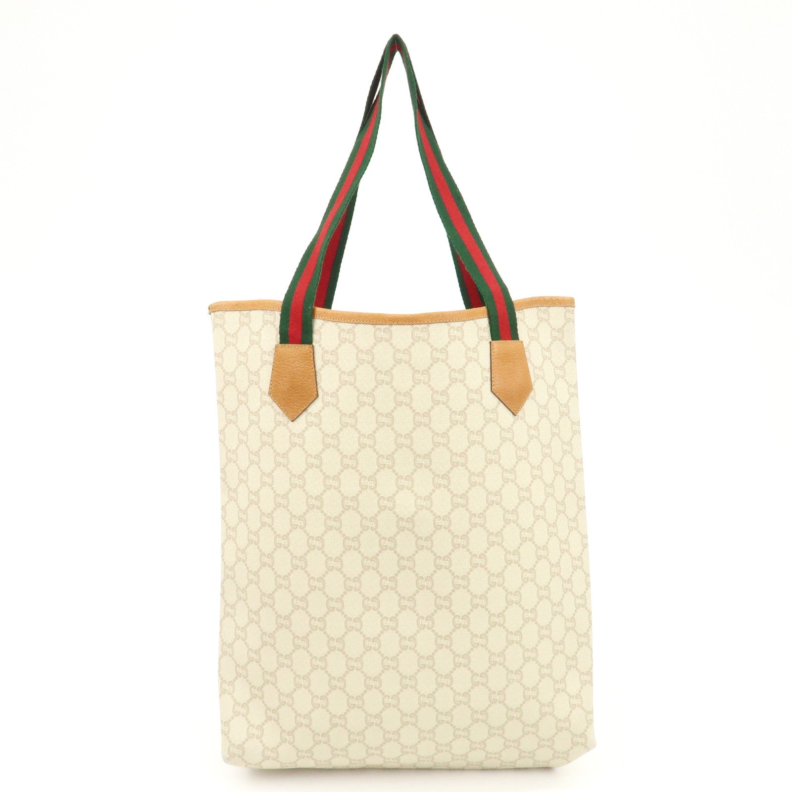 GUCCI Sherry GG Plus Leather Tote Bag Beige Brown 39.02.003