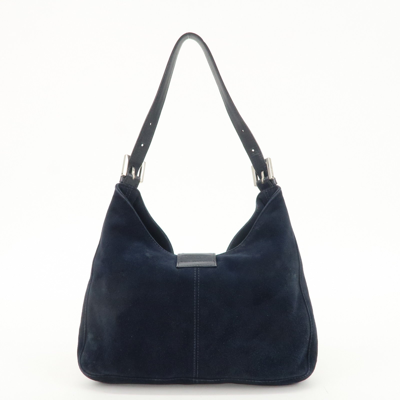 FENDI Suede Leather Shoulder Bag Hand Bag Navy 26569 Used