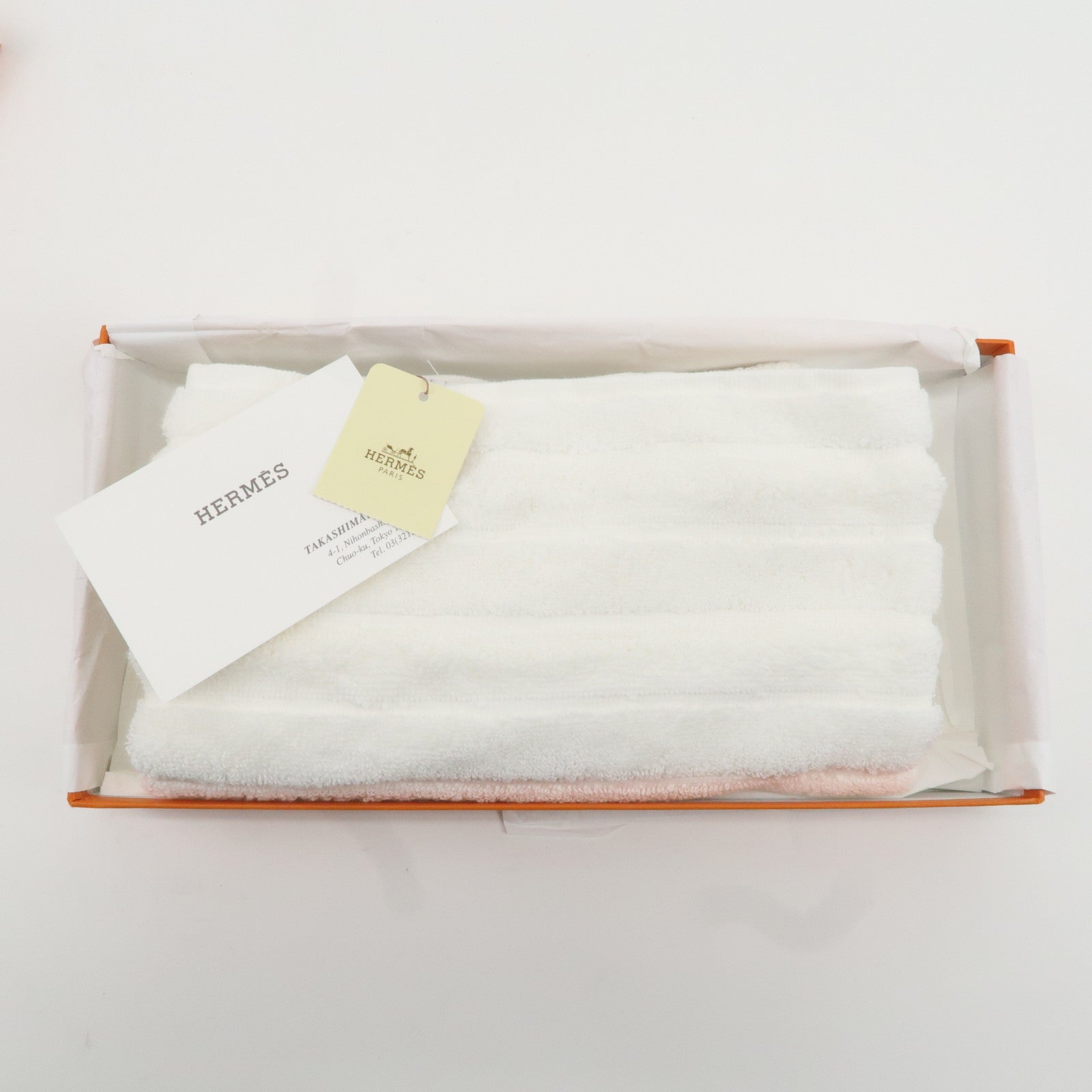 HERMES Cotton 100% Face Towel White Used