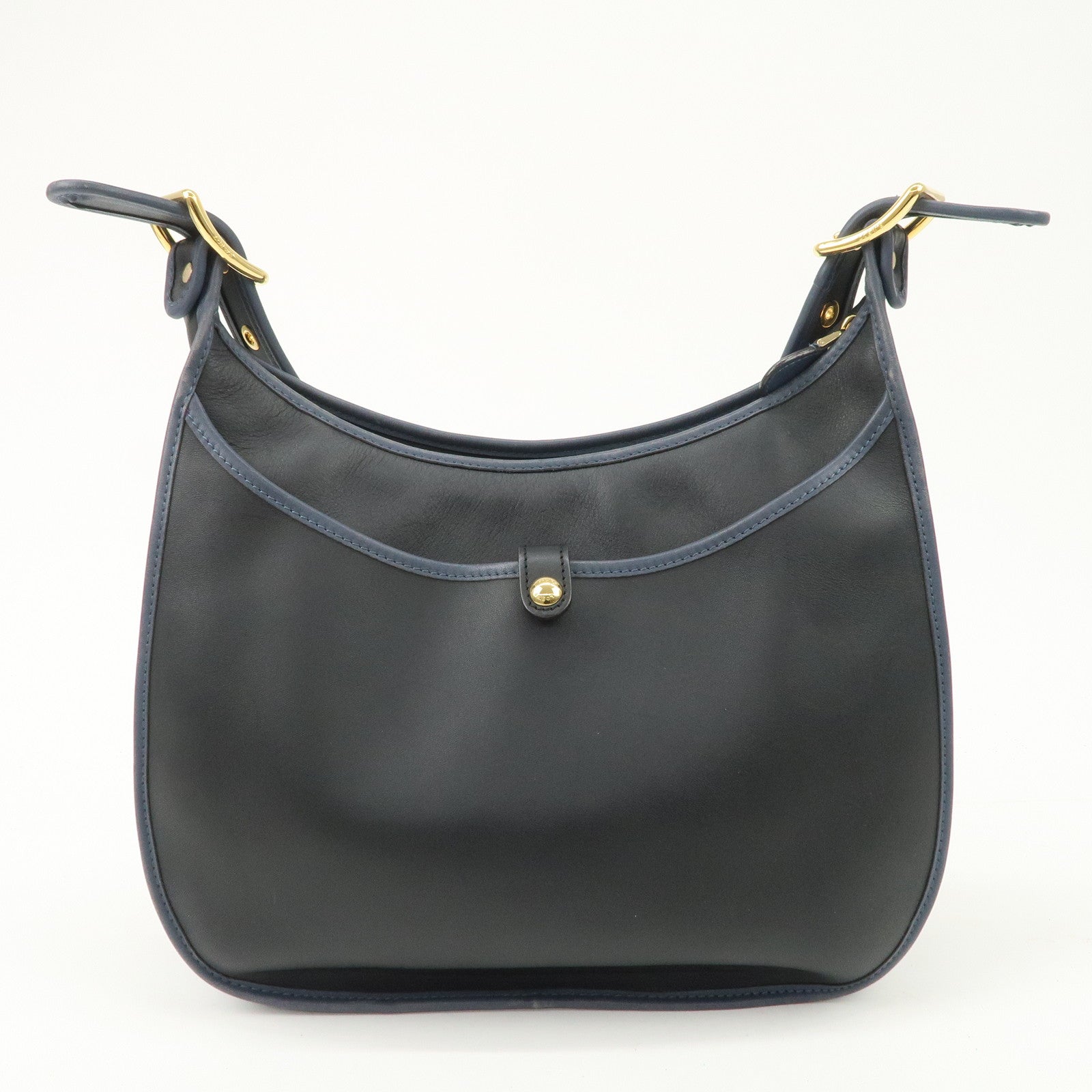 LOEWE Anagram Leather Sophia Shoulder Bag Black Navy Used