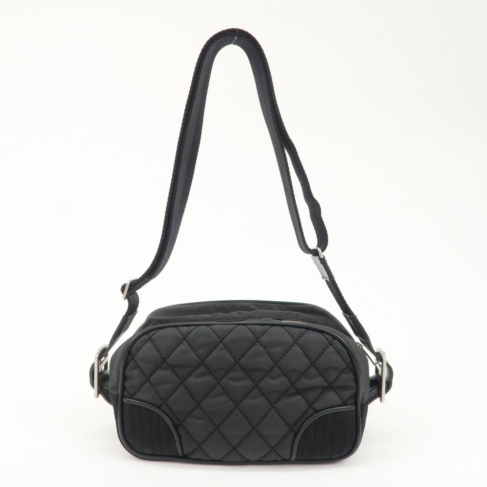 CHANEL Sports Matelasse Nylon Canvas COCO Mark Shoulder Bag Black