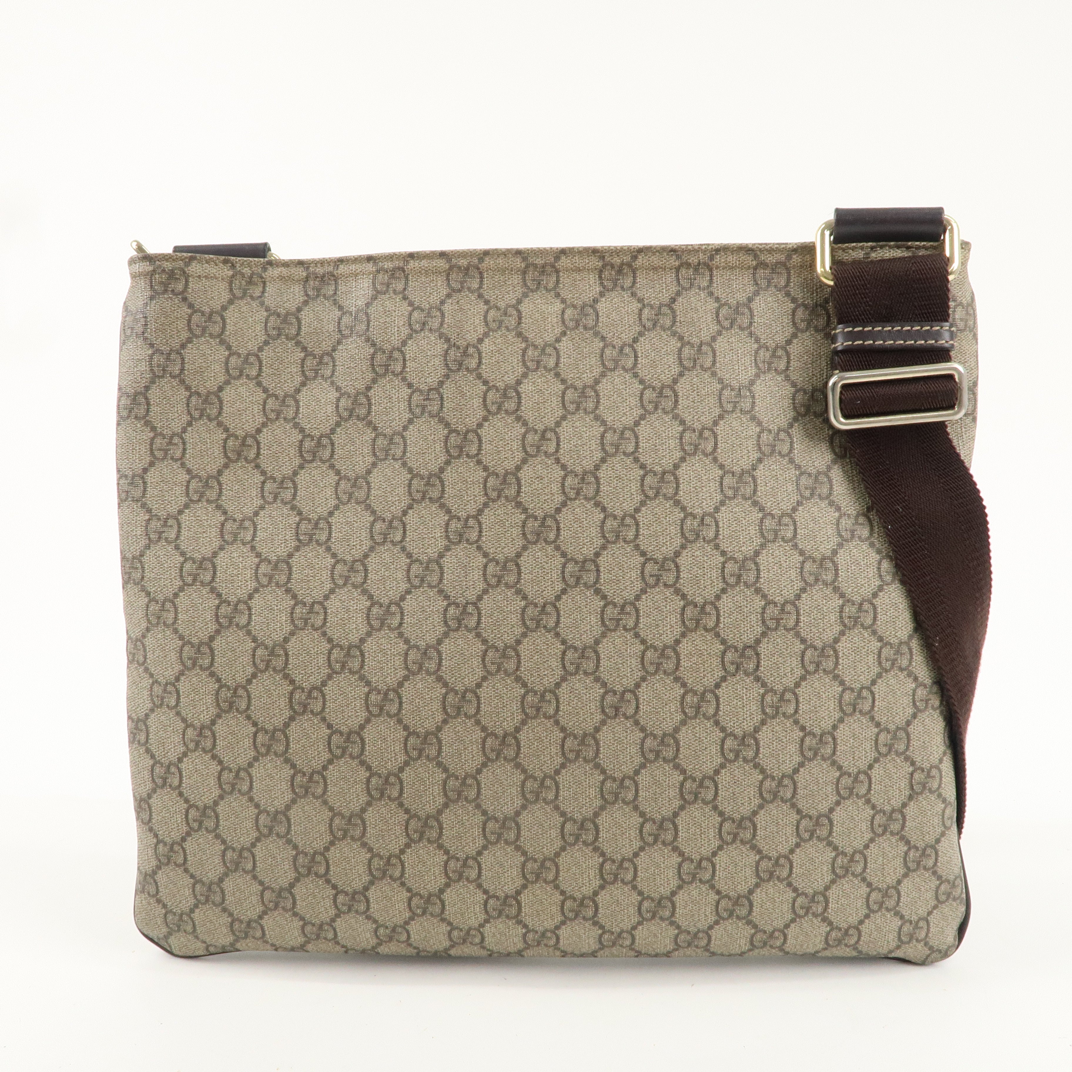 GUCCI GG Supreme Leather Shoulder Bag Beige Brown 201446