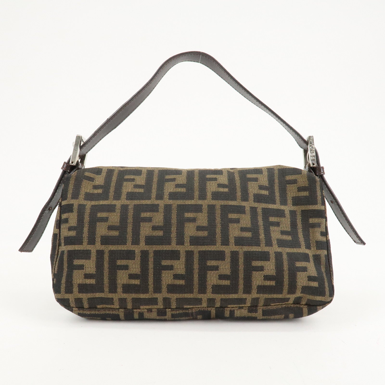 FENDI Mamma Bagguette Zucca Canvas Leather Shoulder Bag 26424 Used