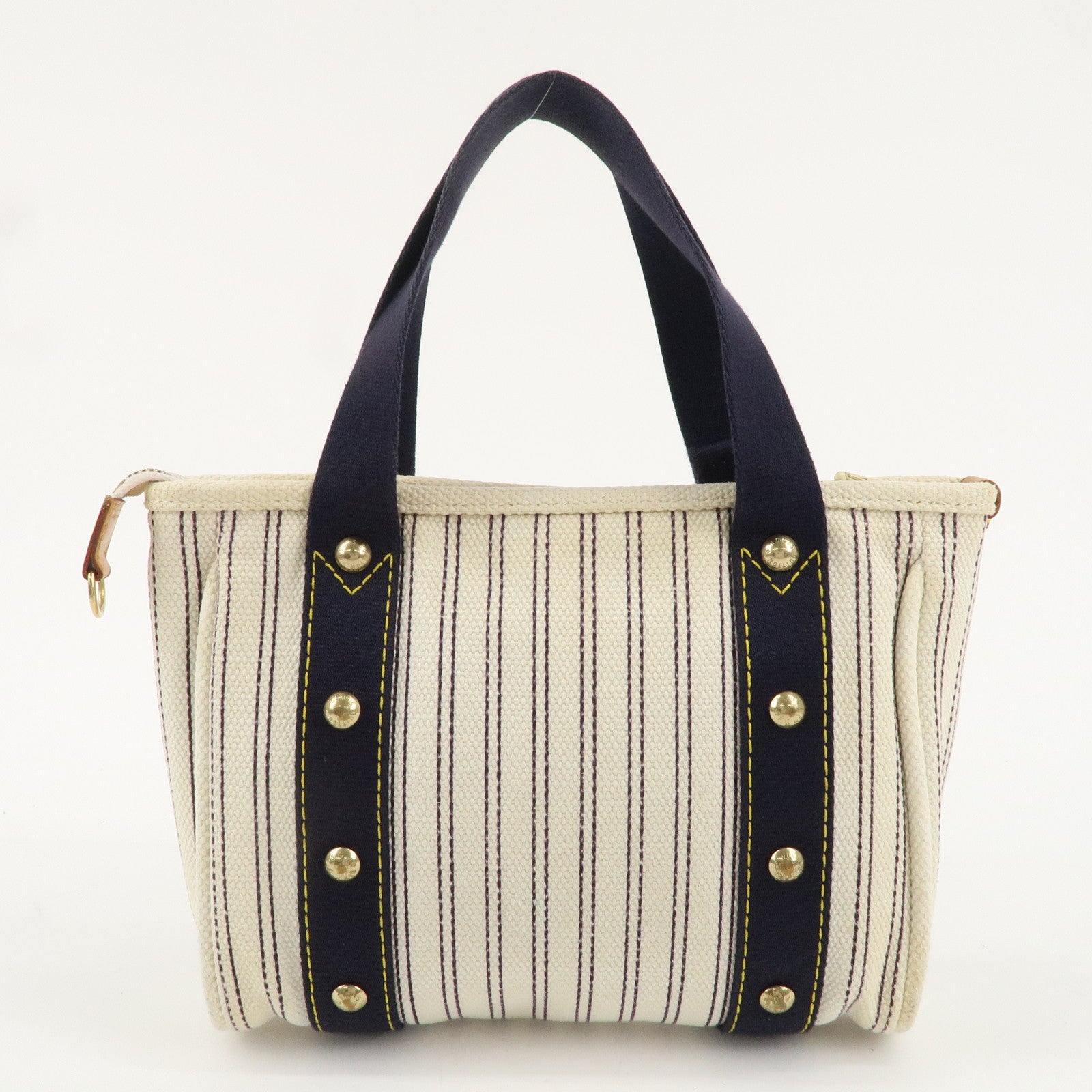 Louis Vuitton Antigua Cabas PM Tote Hand Bag Navy Stripe M40134