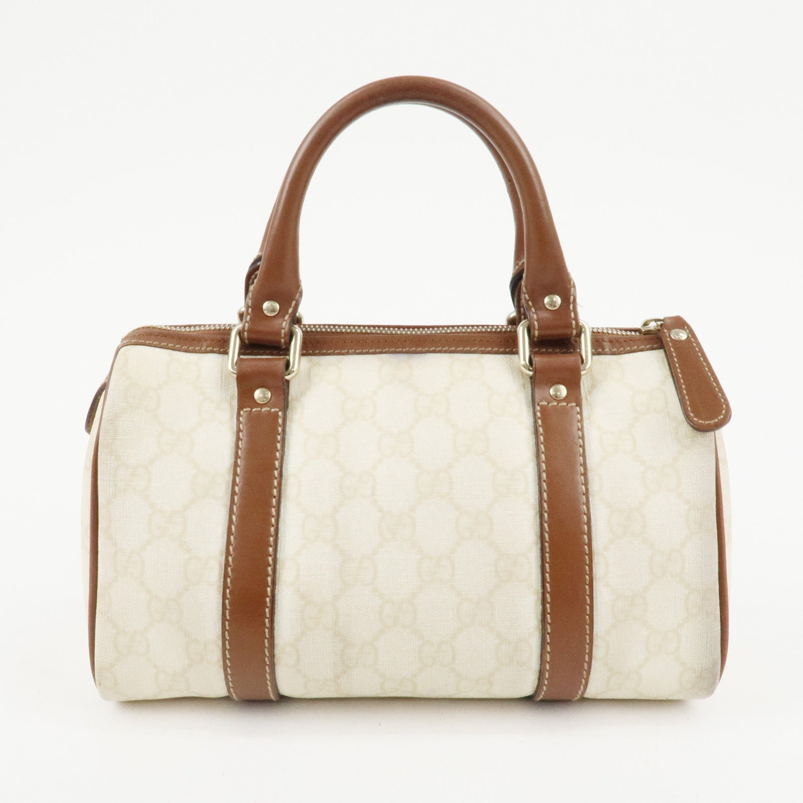 GUCCI GG Supreme Leather Boston Bag Beige Ivory Brown 193604 Used