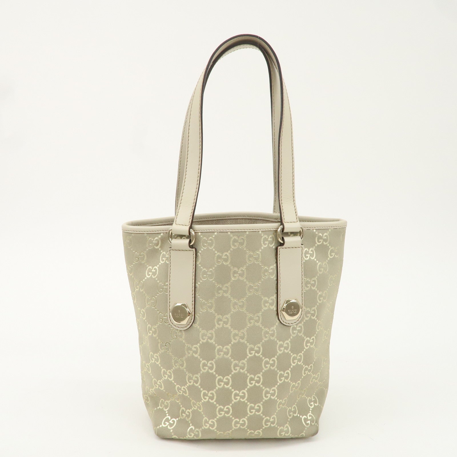 GUCCI GG Suede Leather Tote Bag Hand Bag Ivory Beige 153361