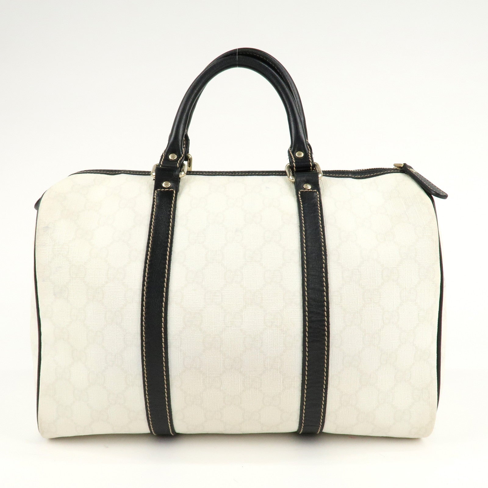 GUCCI GG Supreme Leather Boston Bag Hand Bag Ivory Black 193603 Used