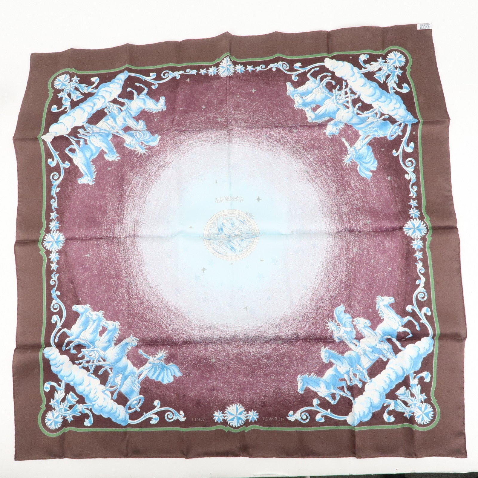 HERMES Carre 90 Silk 100% Scarf COSMOS Space View Brown Blue White