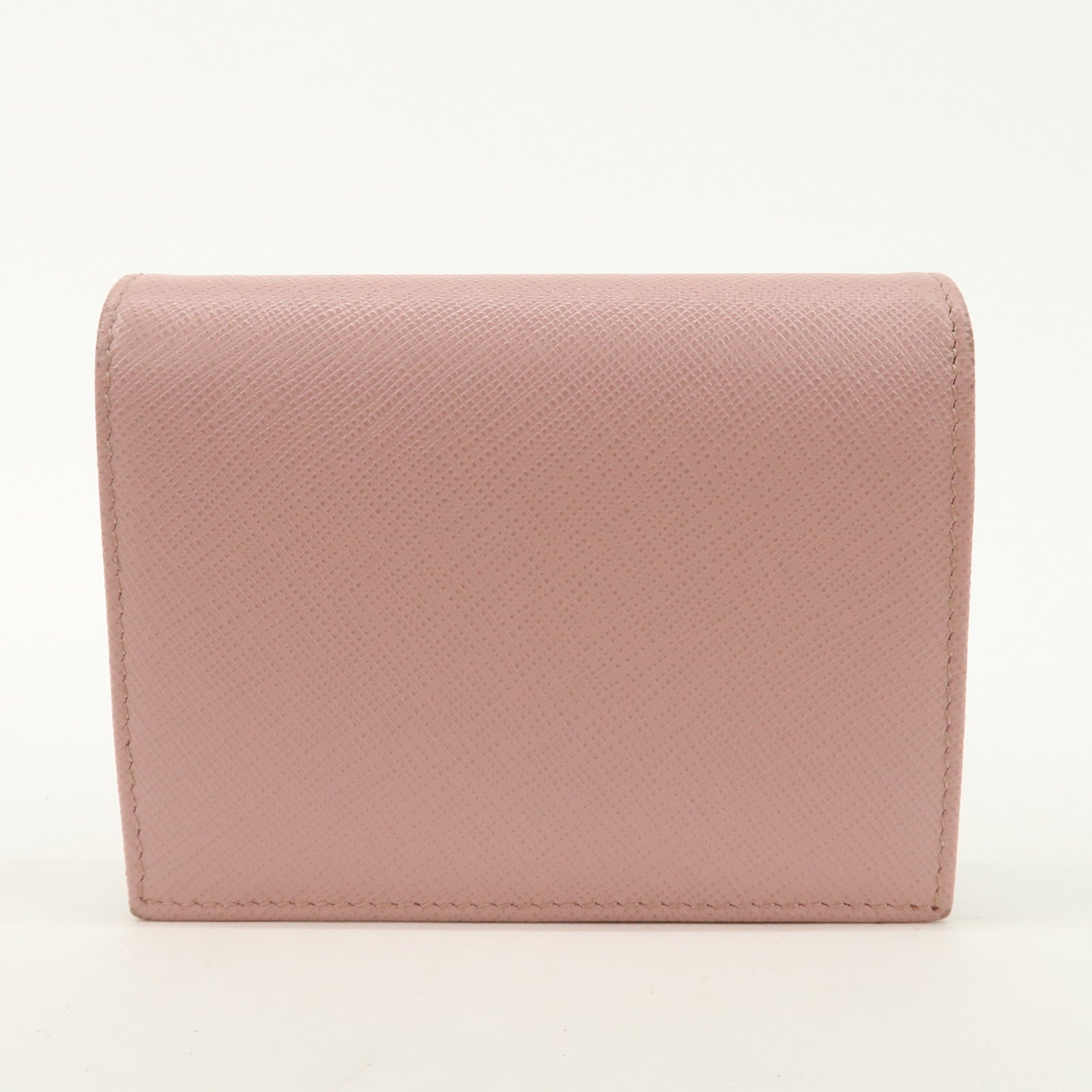 PRADA Logo Leather Bi-fold Wallet Small Wallet Purse Pink