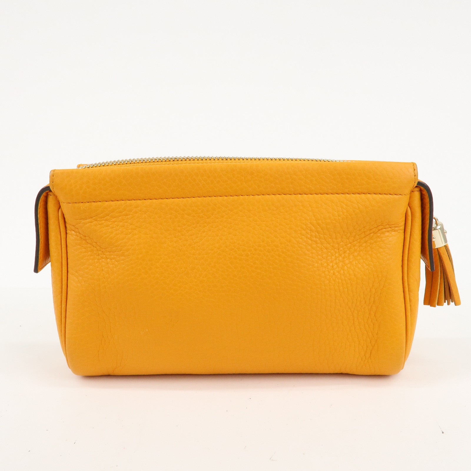 GUCCI SOHO Leather Cosmetic Pouch Clutch Bag Orange 338191 Used