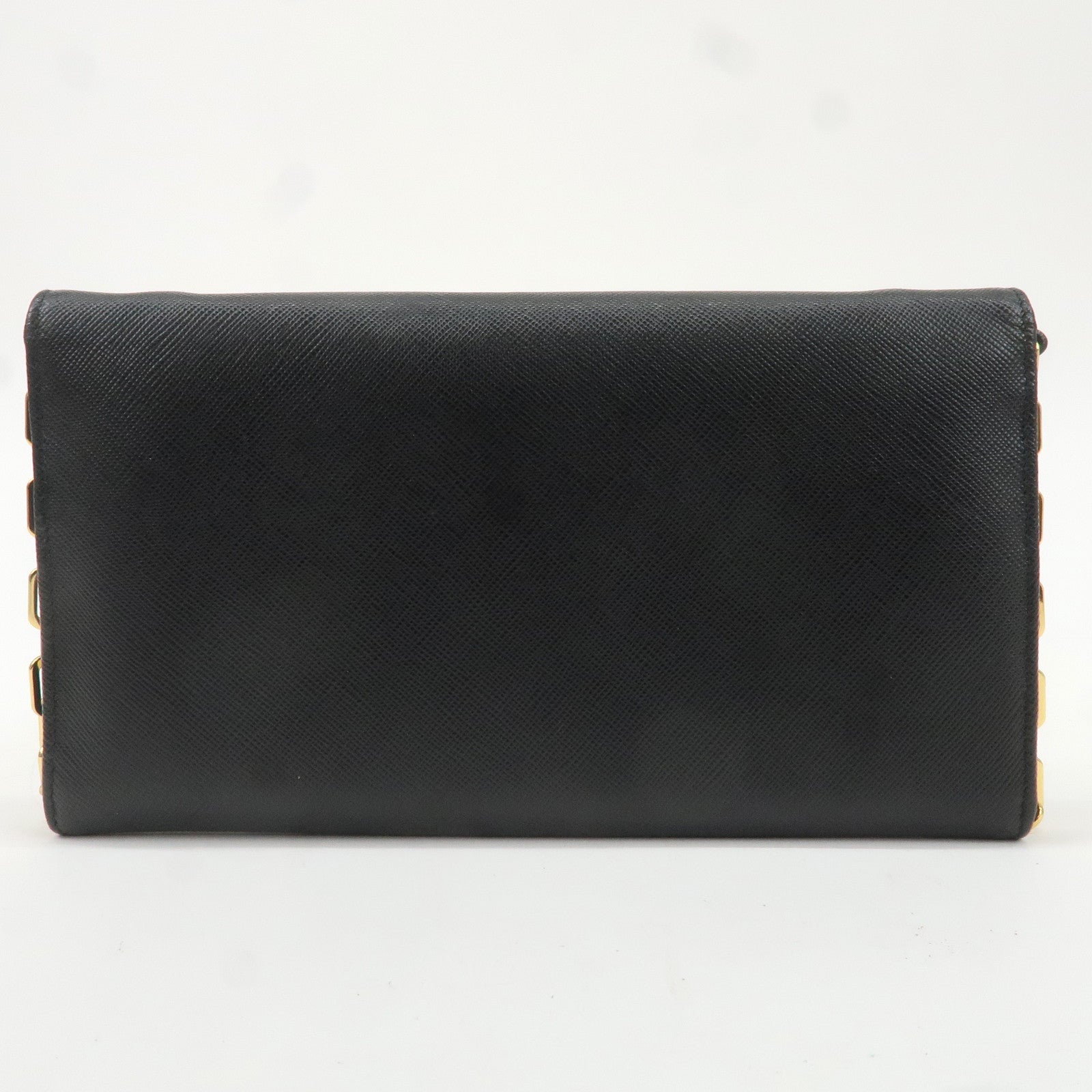 PRADA Saffiano Leather Chain Wallet Black 1MT440