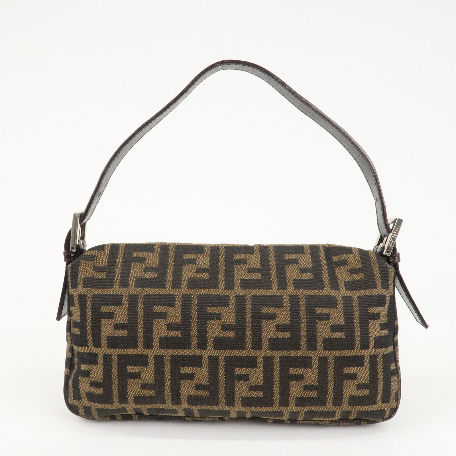 FENDI Zucca Mamma Baguette Canvas Shoulder Bag Brown Black 26424