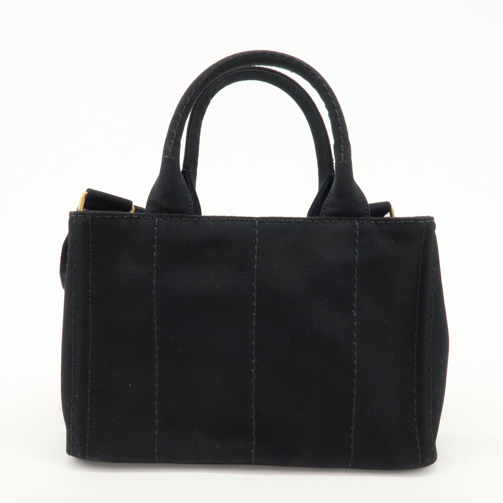 PRADA Logo Canapa Mini Canvas 2 Way Bag Black 1BG439