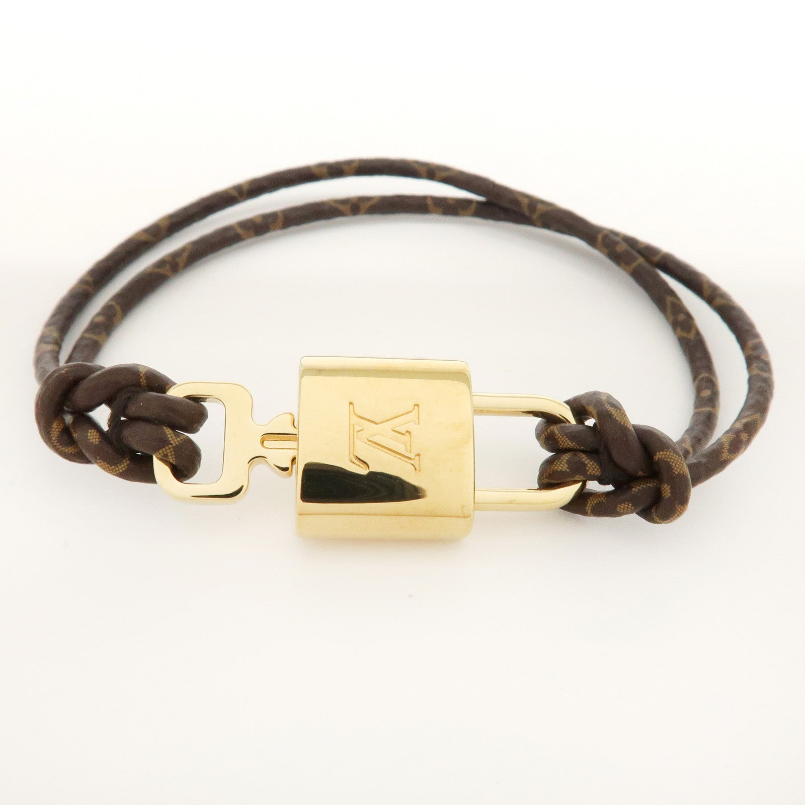 Louis Vuitton Monogram Bracelet Lock It Again Gold HDW M8015 Used