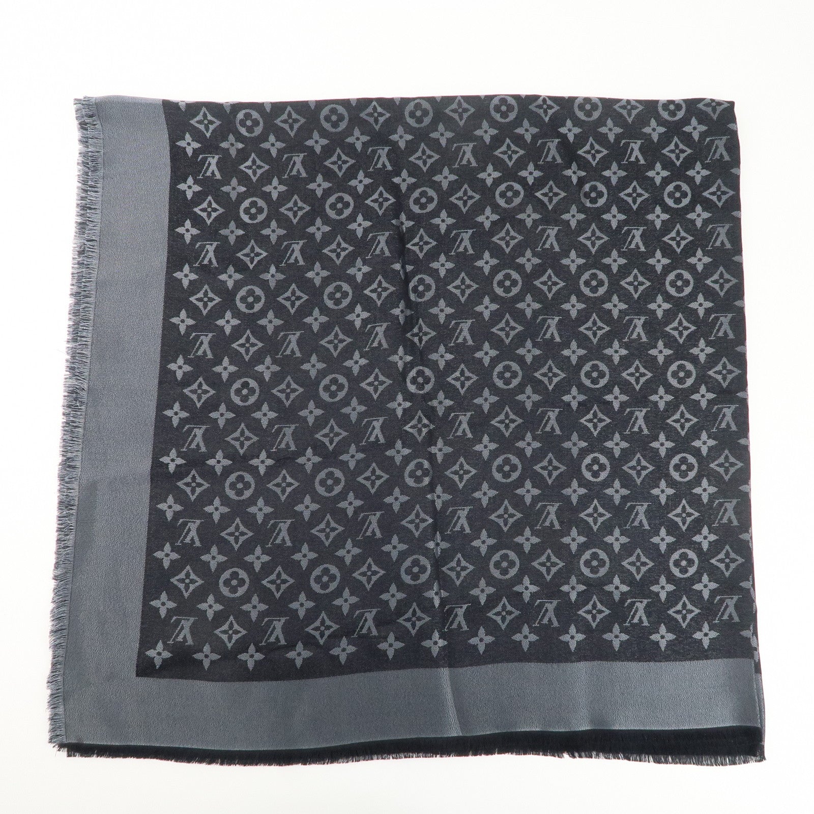 Louis Vuitton Shawl Monogram Shine Stole Scarf Noir Black 401910 Used