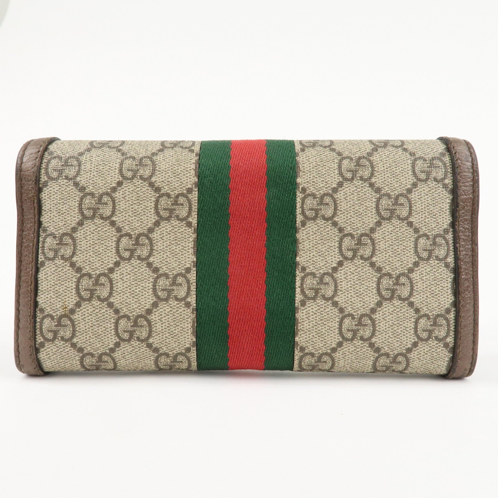 GUCCI Ophidia Sherry GG Supreme Leather Bi-fold Long Wallet 523153 Used