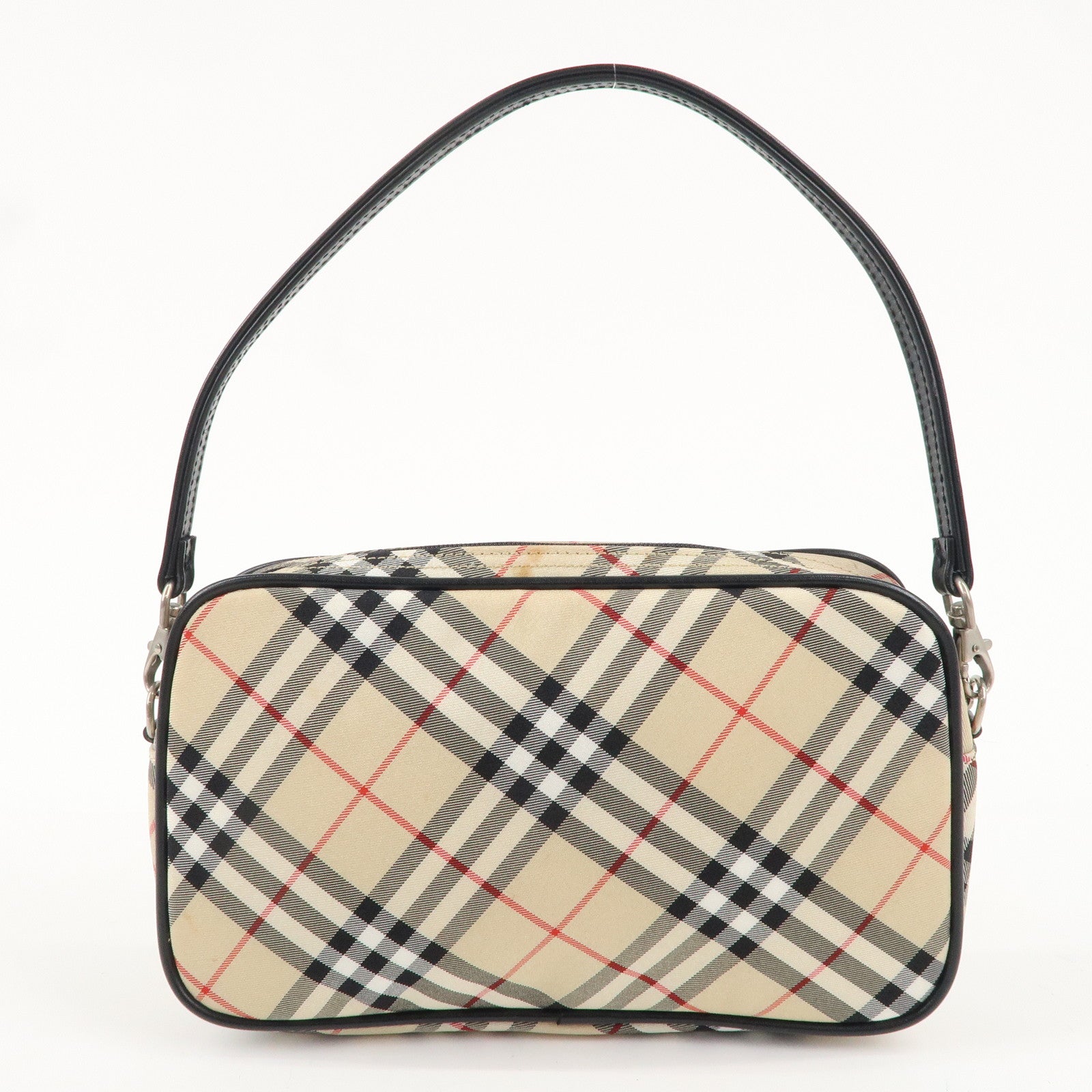 BURBERRY Canvas Leather Nova Plaid Shoulder Bag Beige Black