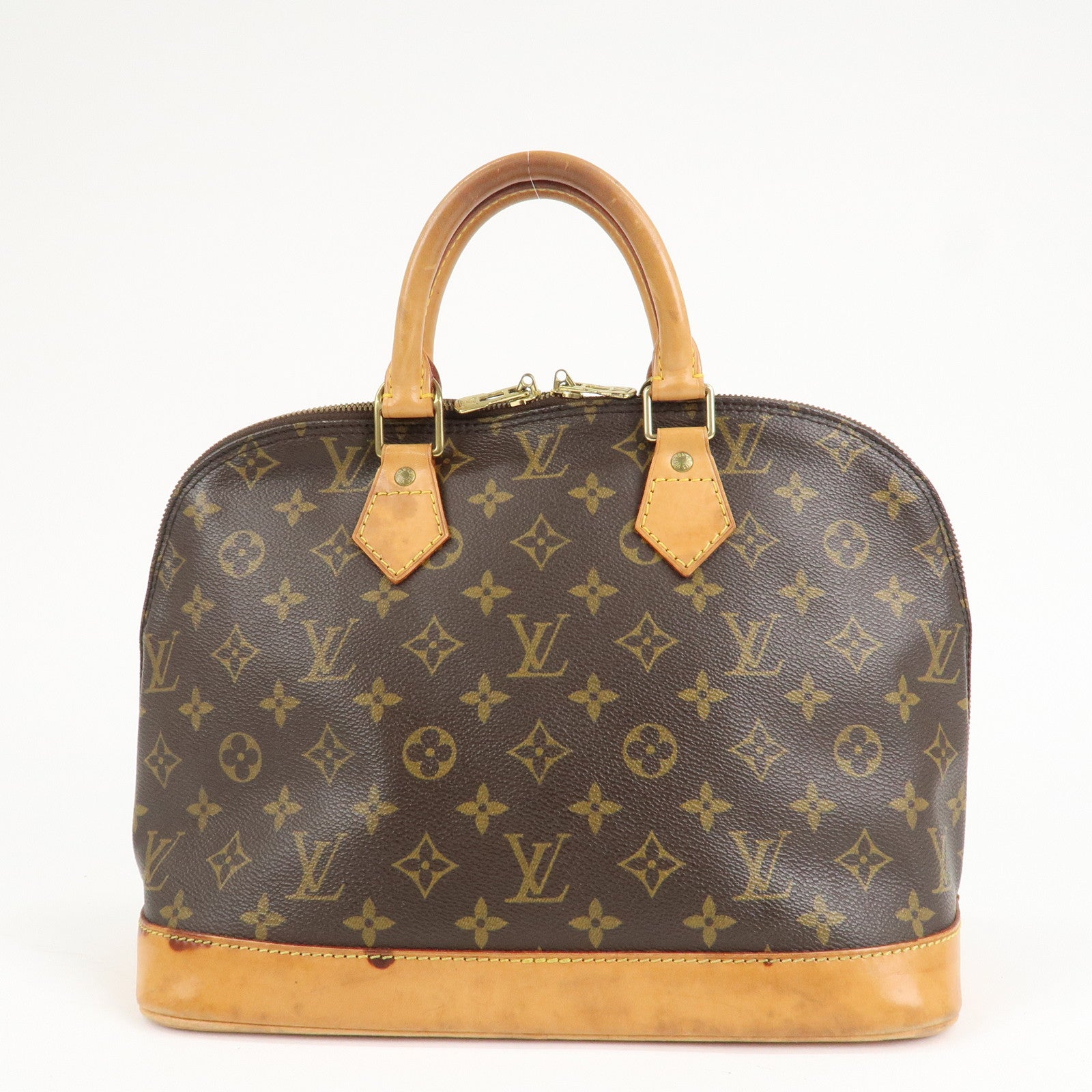 Louis Vuitton Monogram Alma Hand Bag Brown Gold Hardware M51130 Used