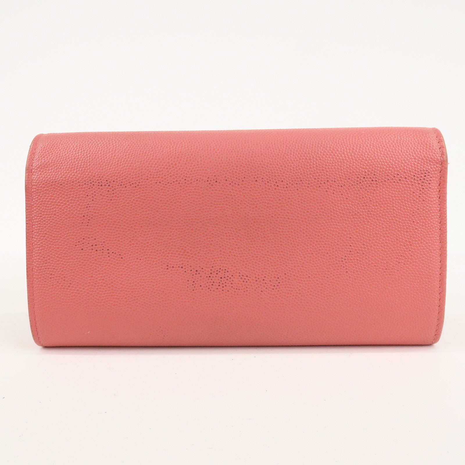 CHANEL Caviar Skin Coco Mark Bi-fold Long Wallet Pink Used