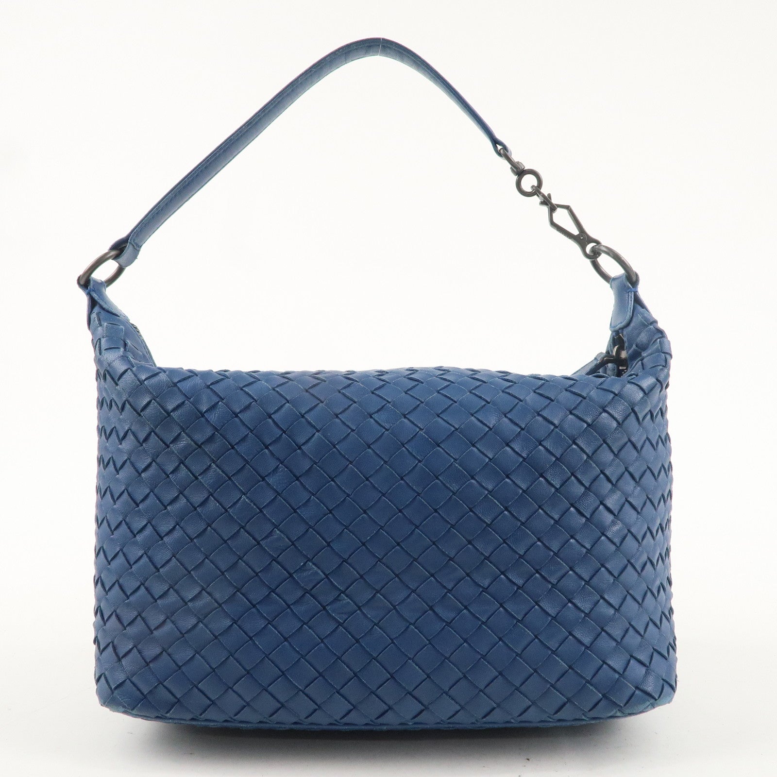 BOTTEGA VENETA Intrecciato Leather Shoulder Bag Blue 239988