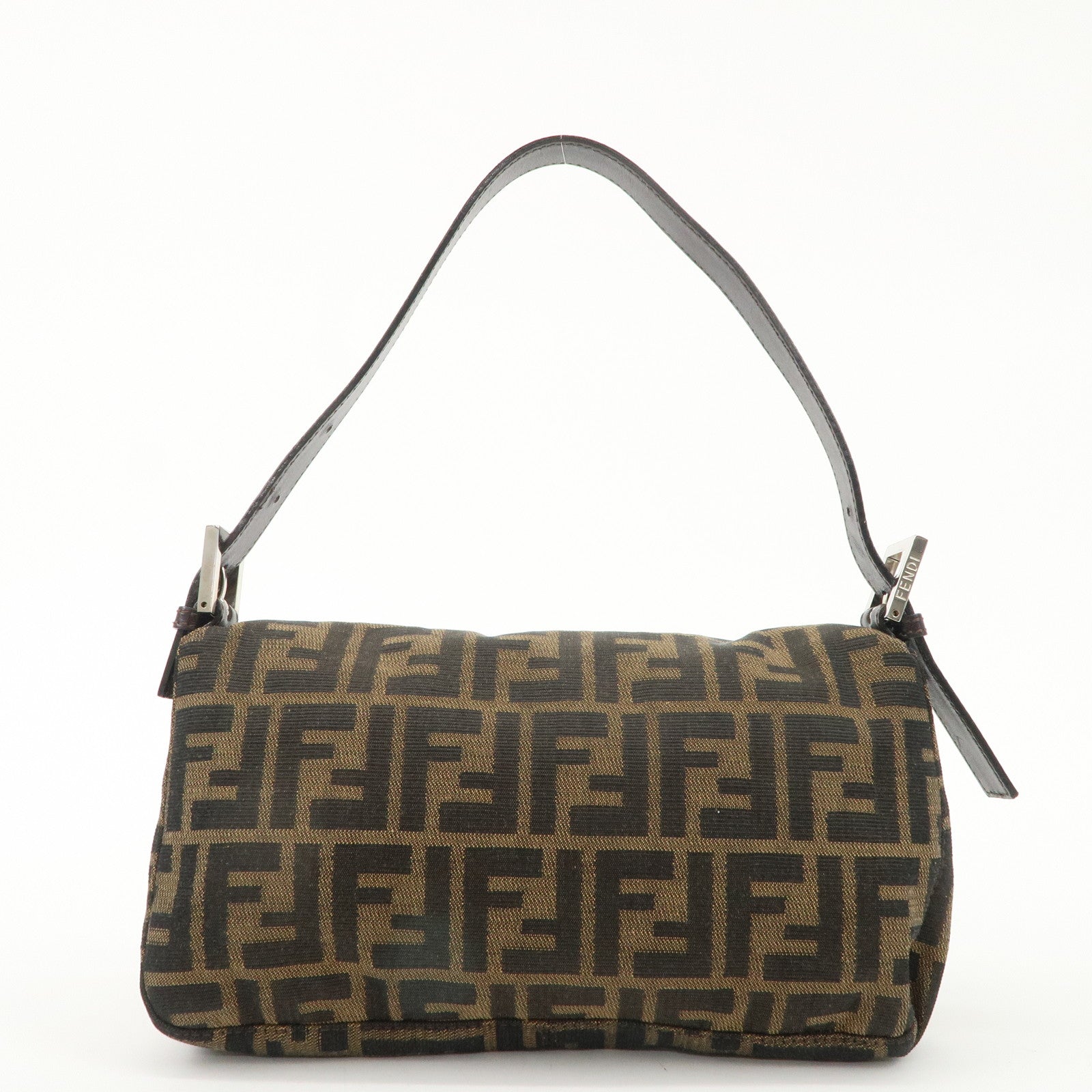 FENDI Mamma Baguette Canvas Shoulder Bag Hand Bag Brown 26424 Used