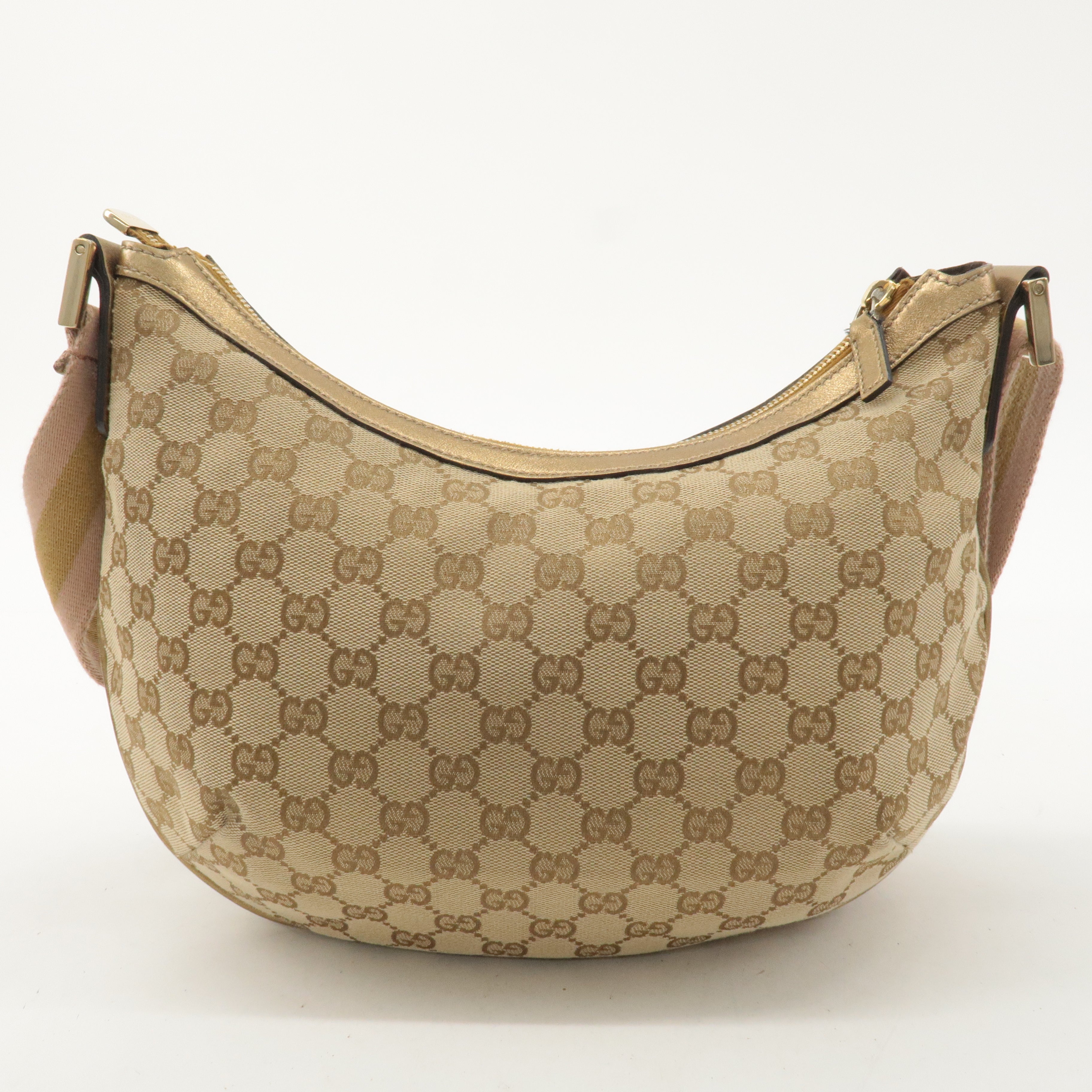 GUCCI GG Canvas Leather Shoulder Bag Beige Pink 181092