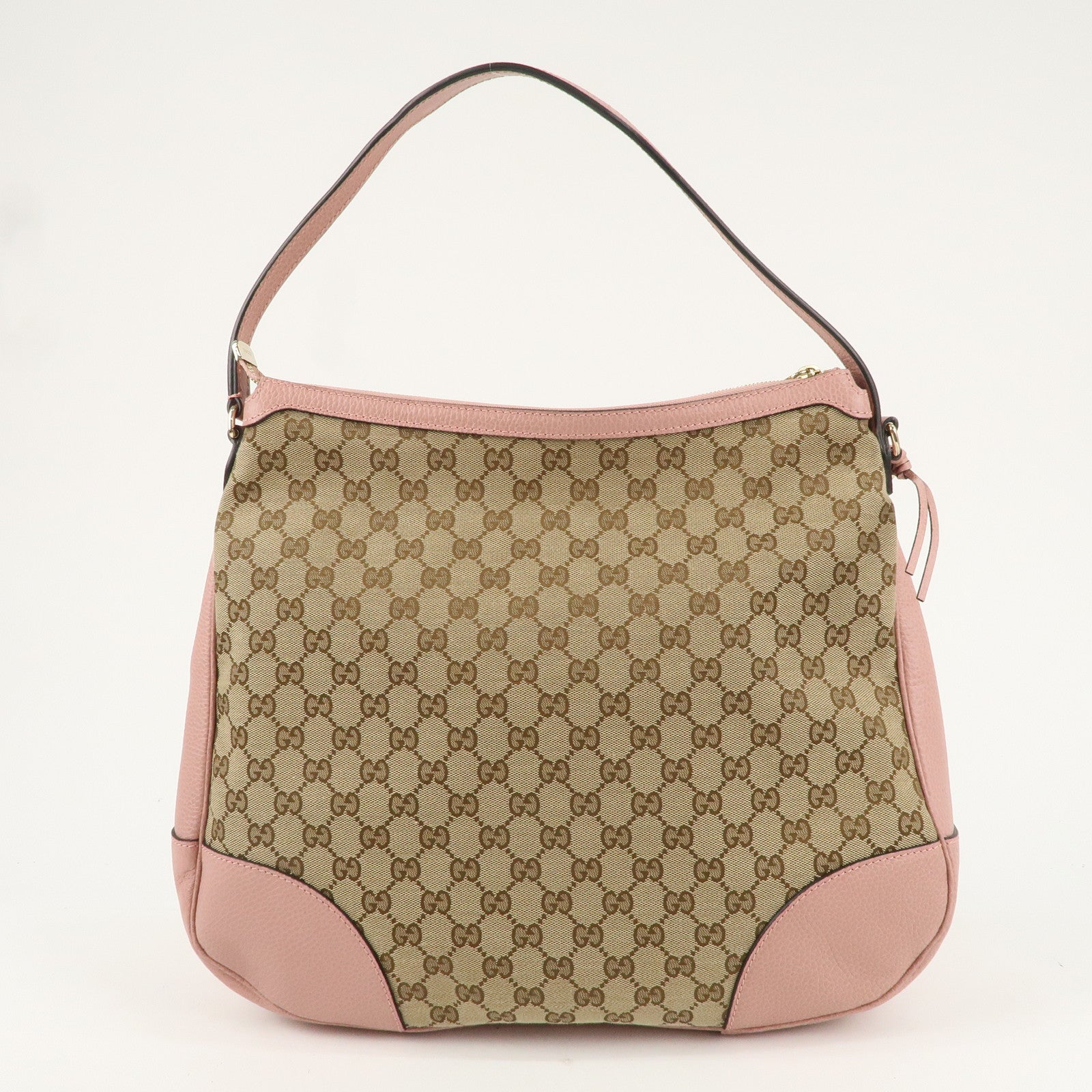 GUCCI GG Canvas Leather One Shoulder Bag Pink Beige 449244