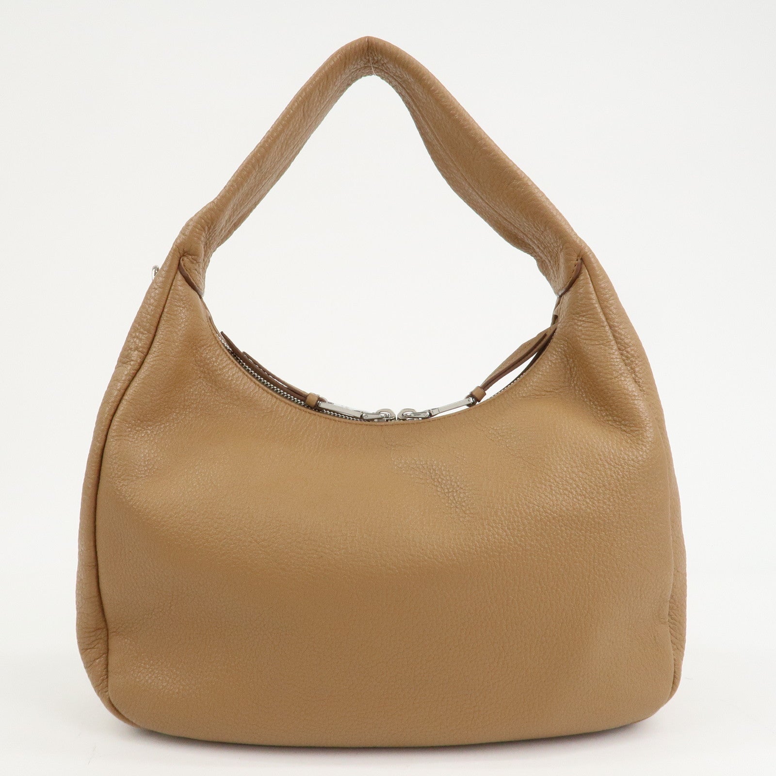 PRADA Logo Leather One Shoulder Bag Hand Bag Light Brown