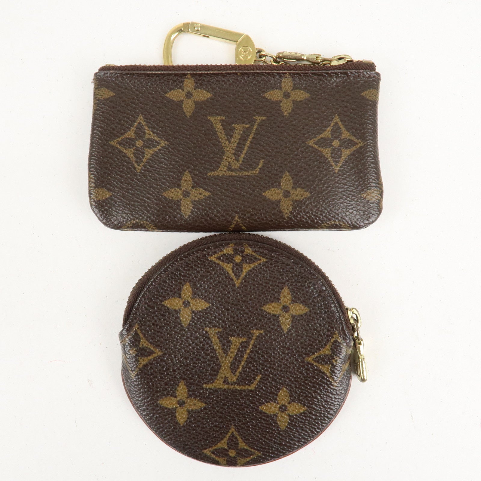 Louis Vuitton Set of 2 Pochette Cles&Porte Monnaie Round Coin Case Used