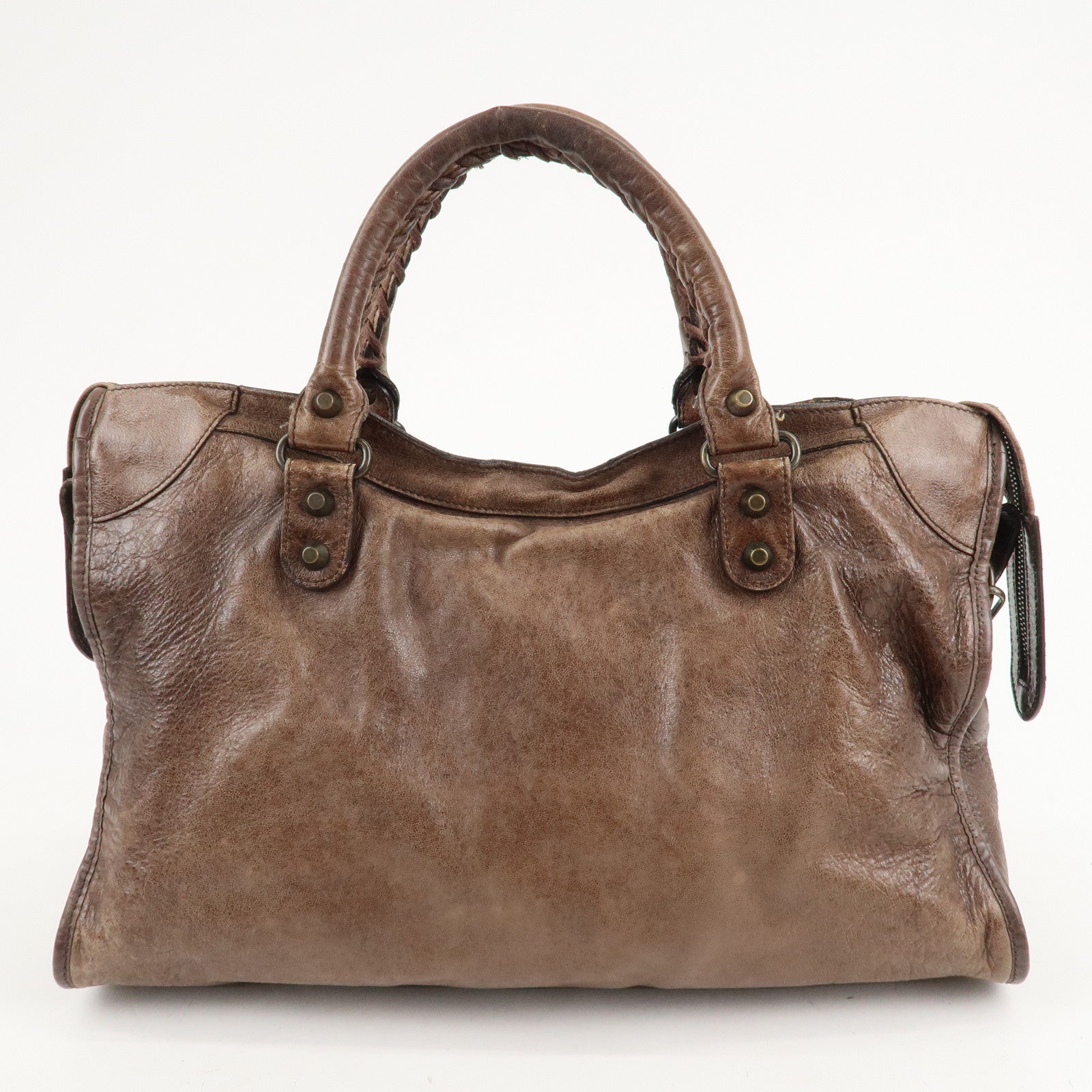 BALENCIAGA The City Leather 2Way Hand Bag Brown 115748