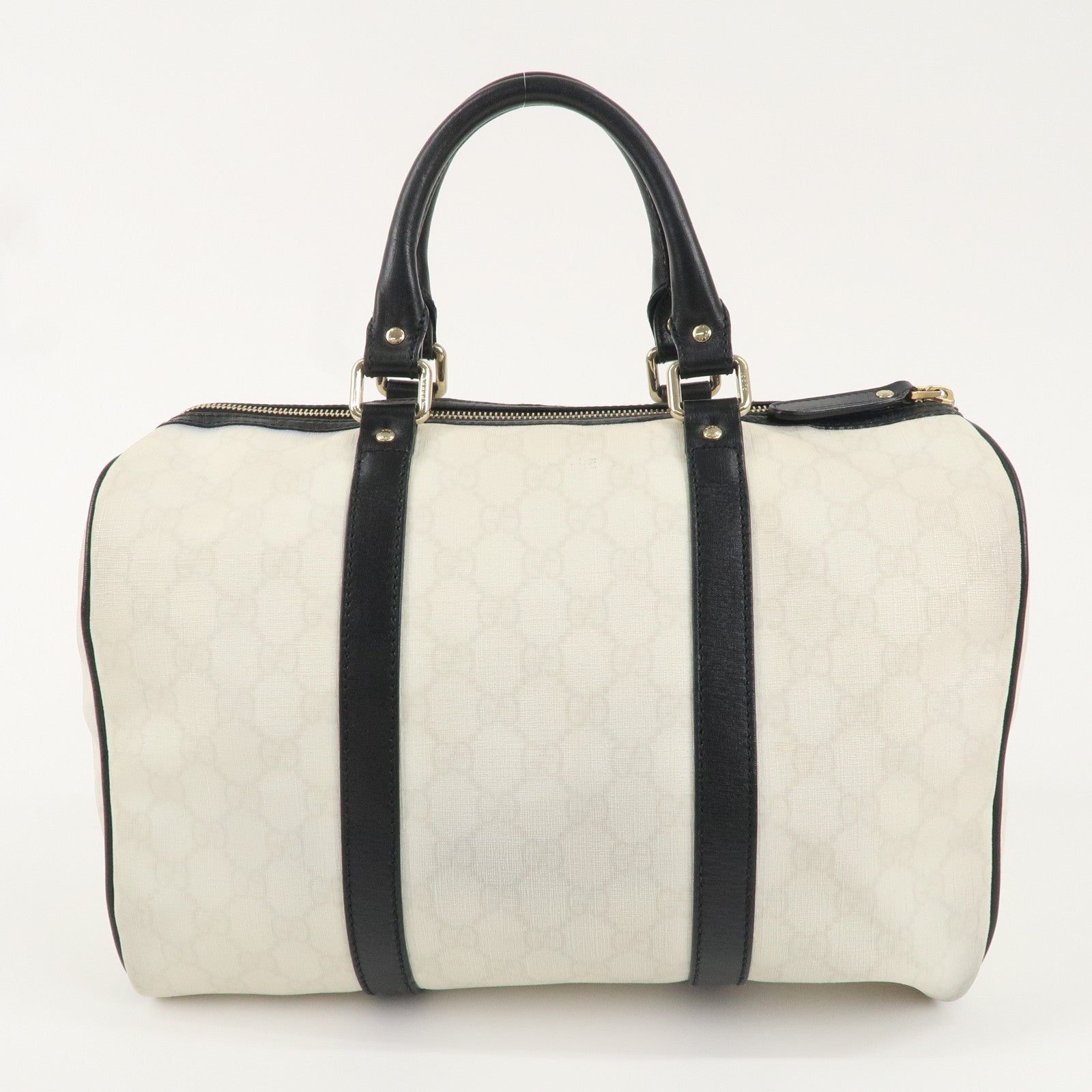 GUCCI GG Supreme Leather Boston Bag White Black 193603