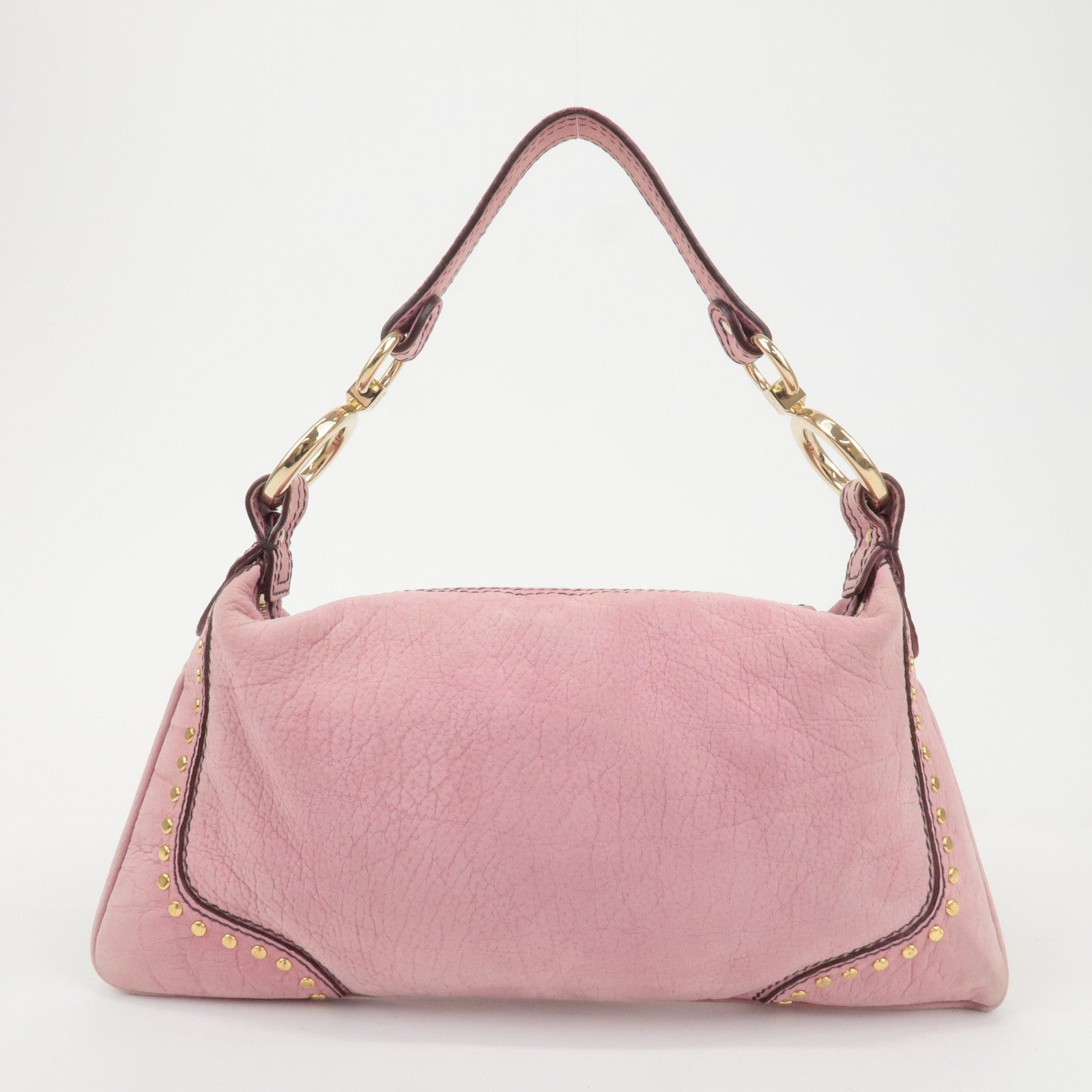 FENDI Leather Shoulder Bag Hand Bag Pink 8BR464