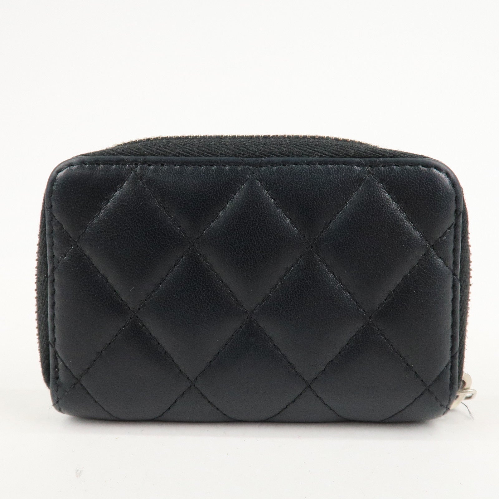 CHANEL COCO Mark Matelasse Lamb Skin Coin Case Black AP0216 Used