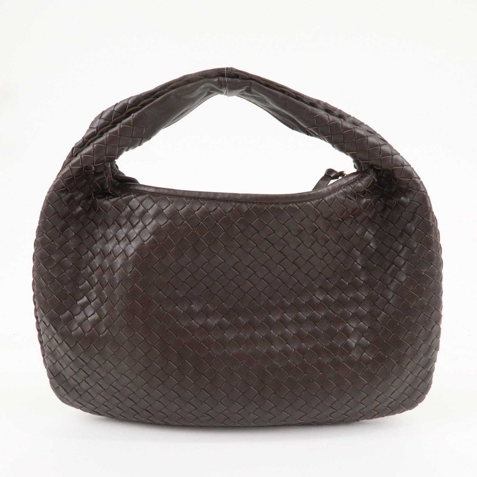 BOTTEGA VENETA Intrecciato Leather Shoulder Bag Dark Brown 115653