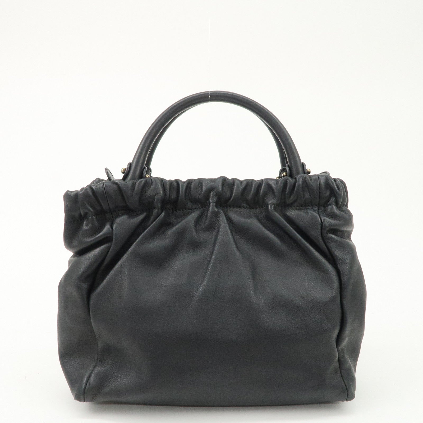 Salvatore Ferragamo Leather Hand Bag Black