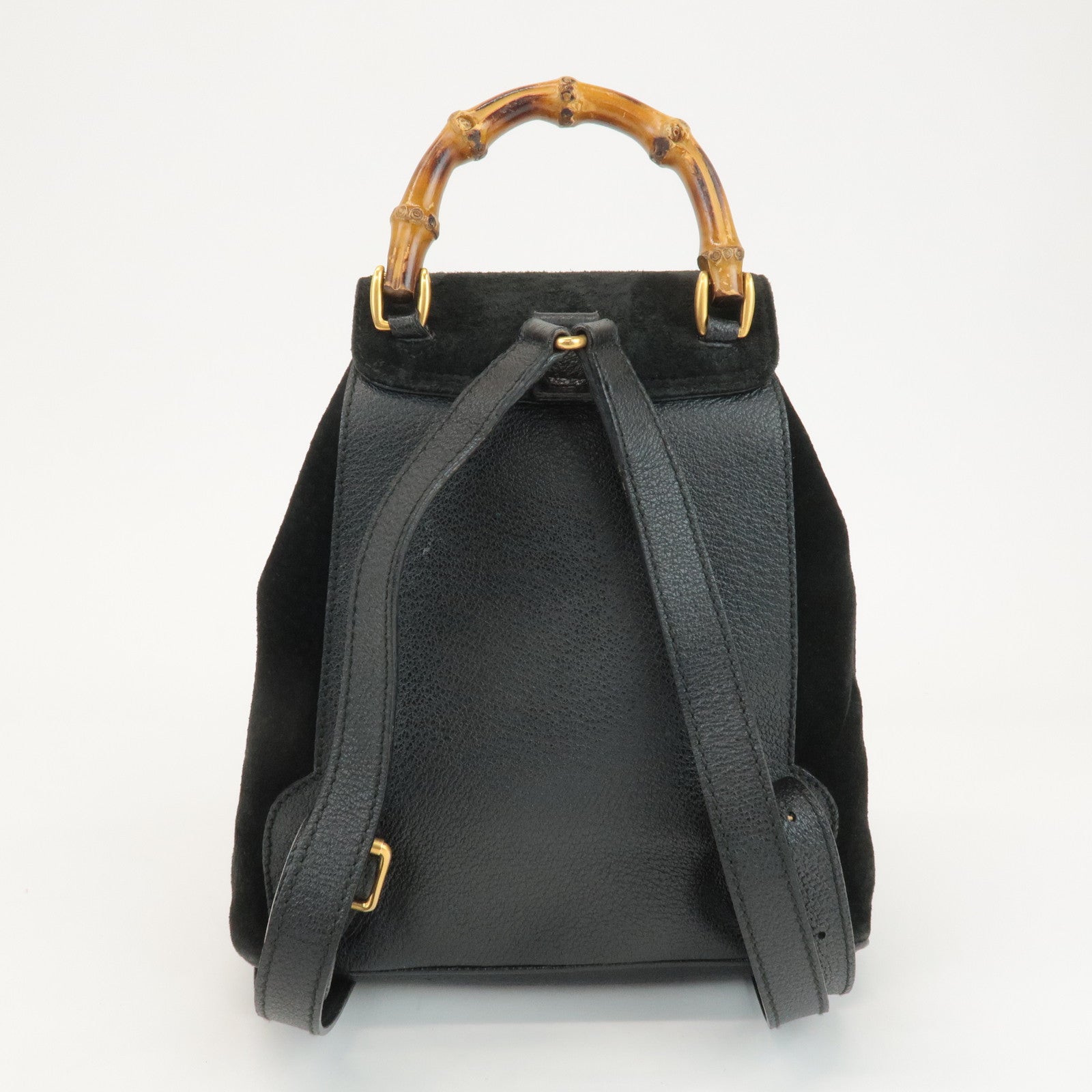 GUCCI Bamboo Suede Leather Mini Back Pack Black 003.1956.0030 Used