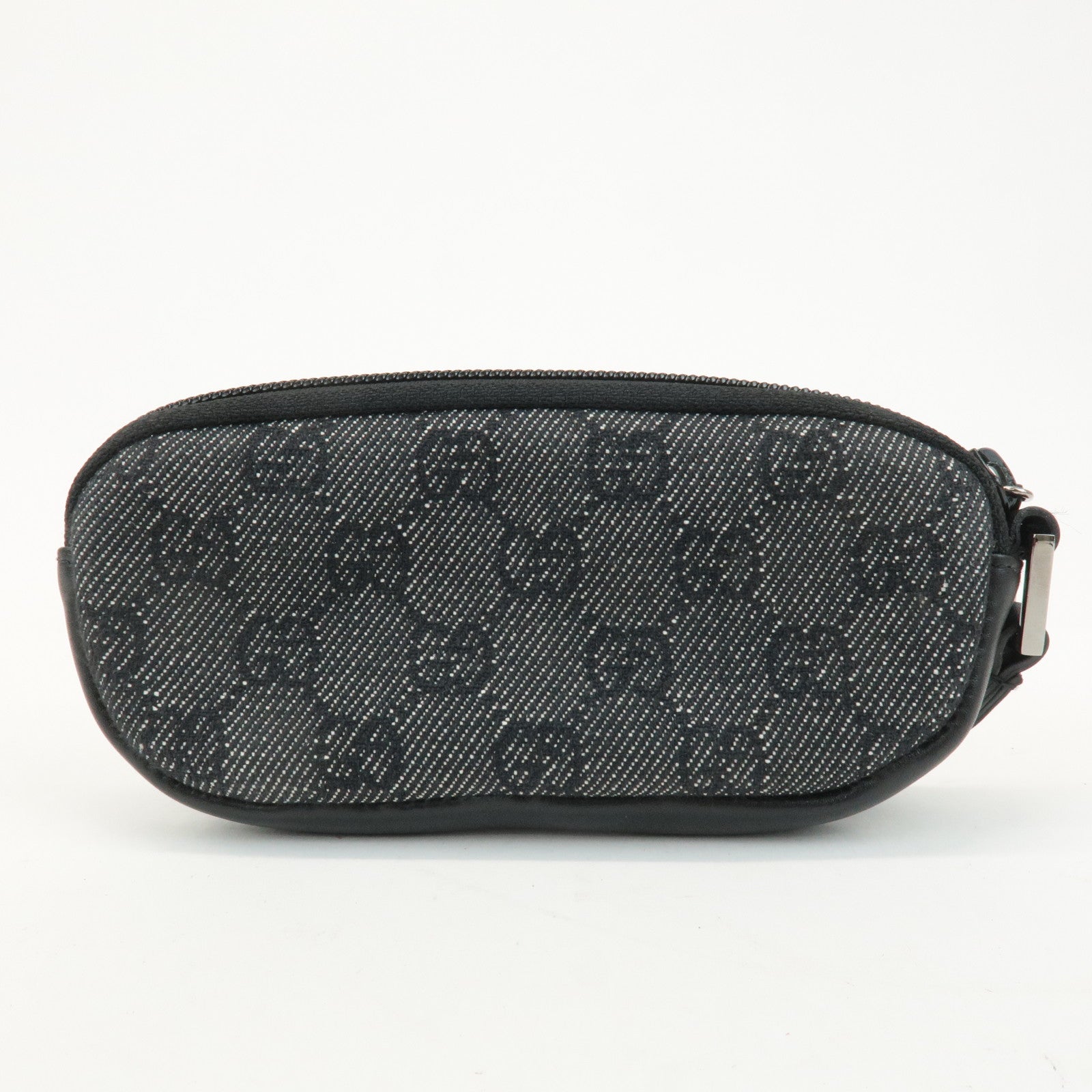 GUCCI GG Denim Leather Pouch Glasses Case Black 3970 Used