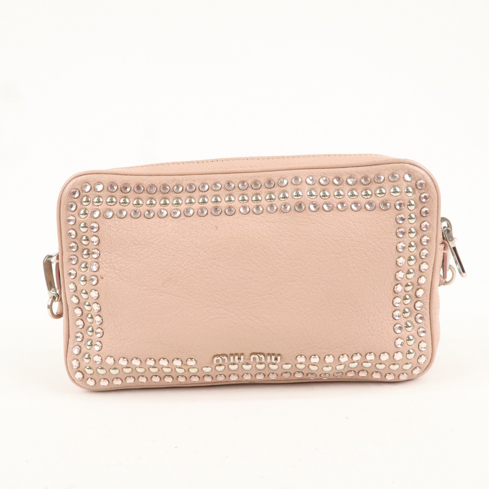 MIU MIU Leather Bijoux Shoulder Bag Crossbody Bag Pink