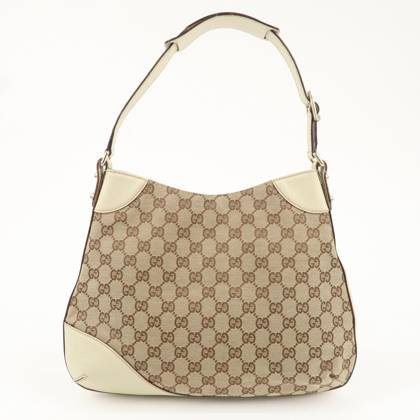 GUCCI Horsebit Sherry GG Canvas Leather Shoulder Bag 137388