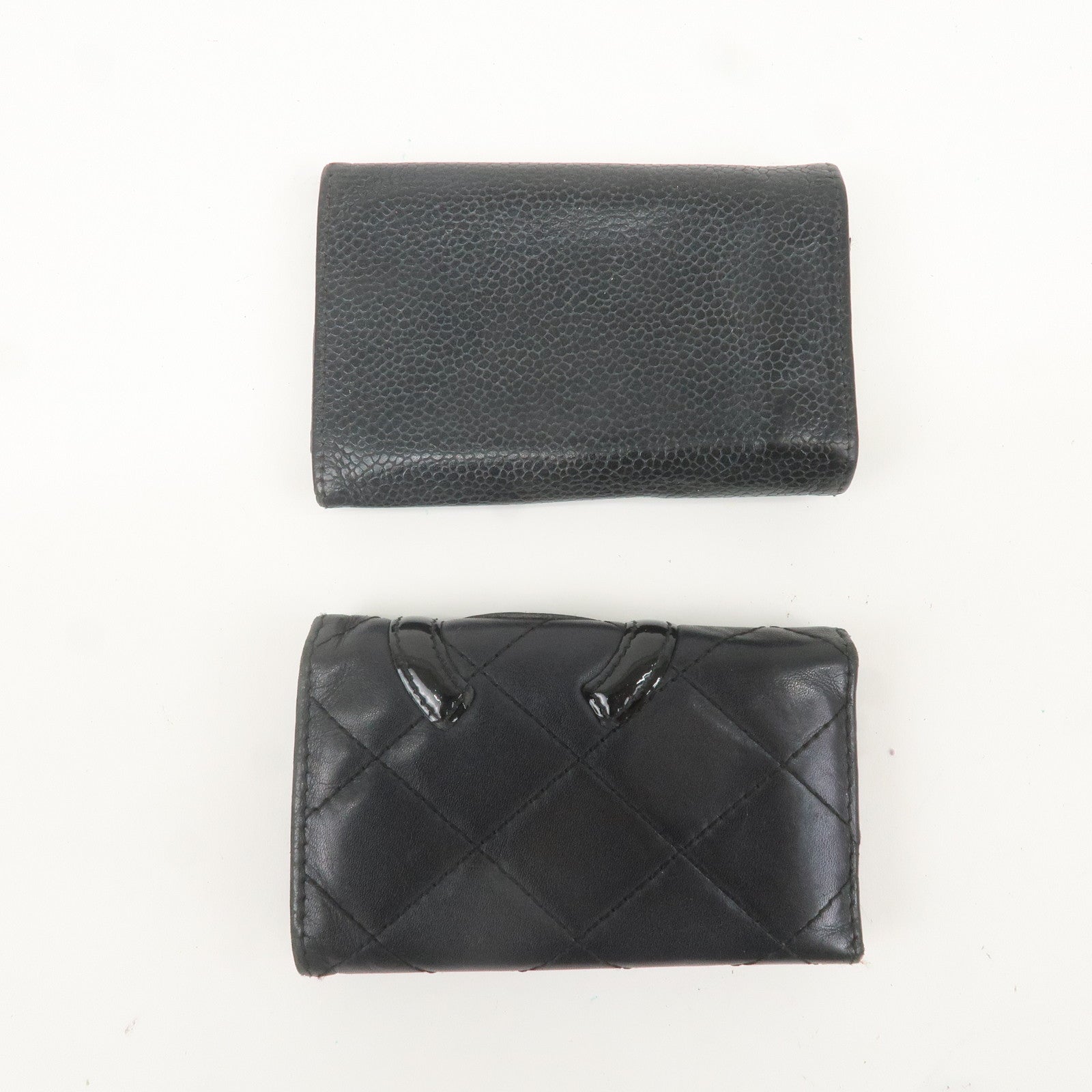 CHANEL Set of 2 Lamb Skin Caviar Skin 6 Hook Key Case BlackUsed F/S