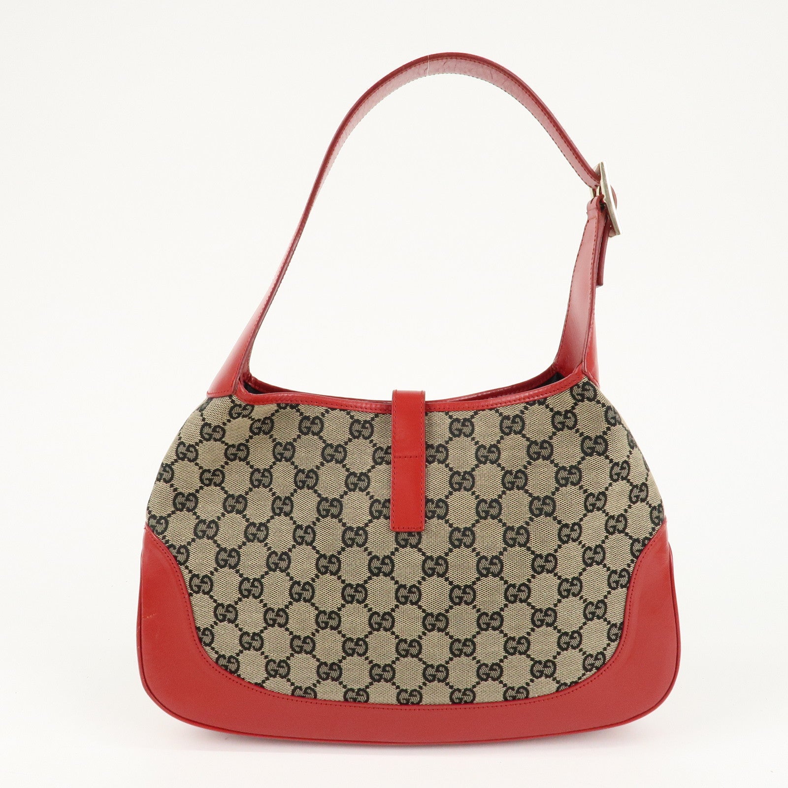 GUCCI Jackie GG Canvas Leather Shoulder Bag Hand Bag 001.3306 Used