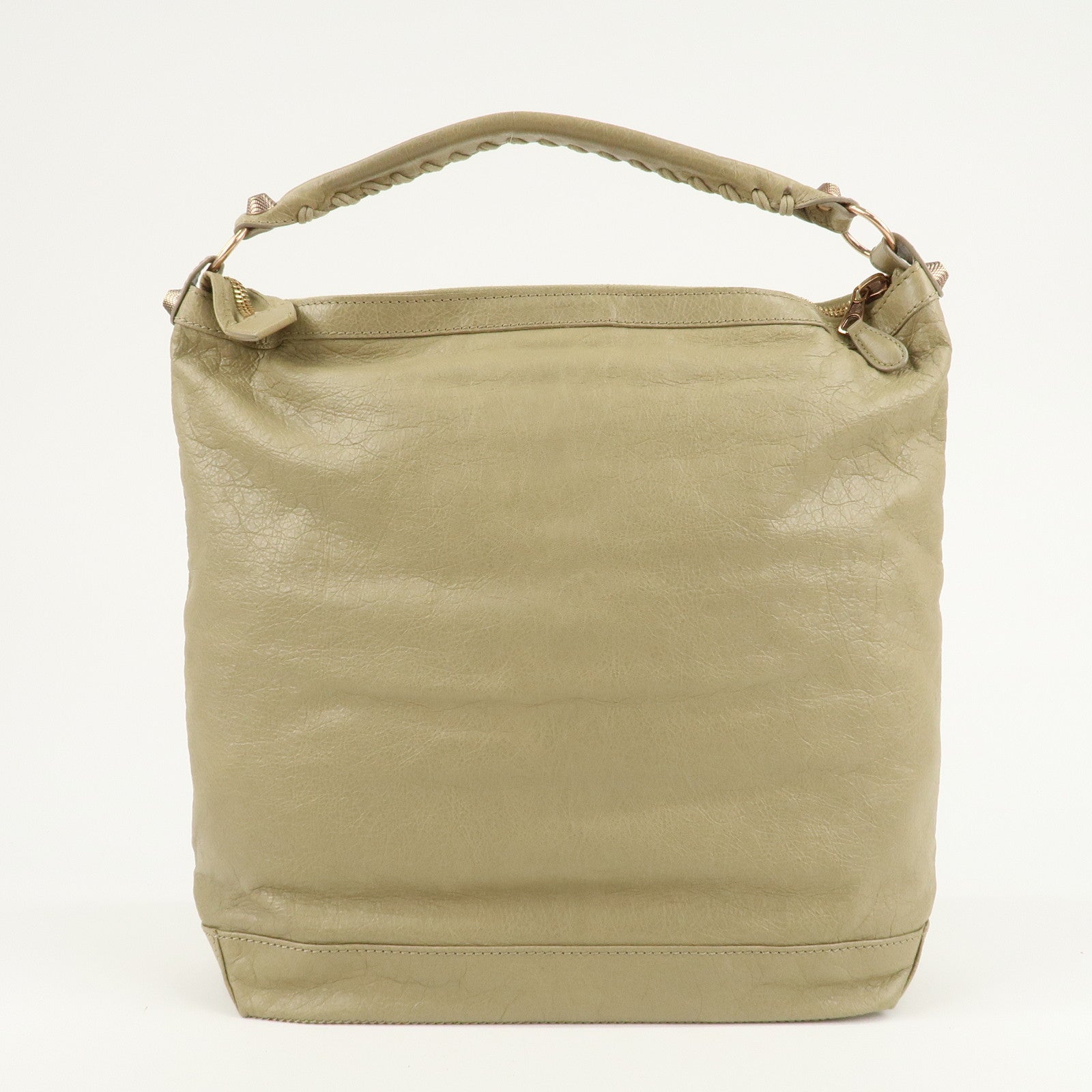 BALENCIAGA Leather Shoulder Bag Hand Bag Beige 285437