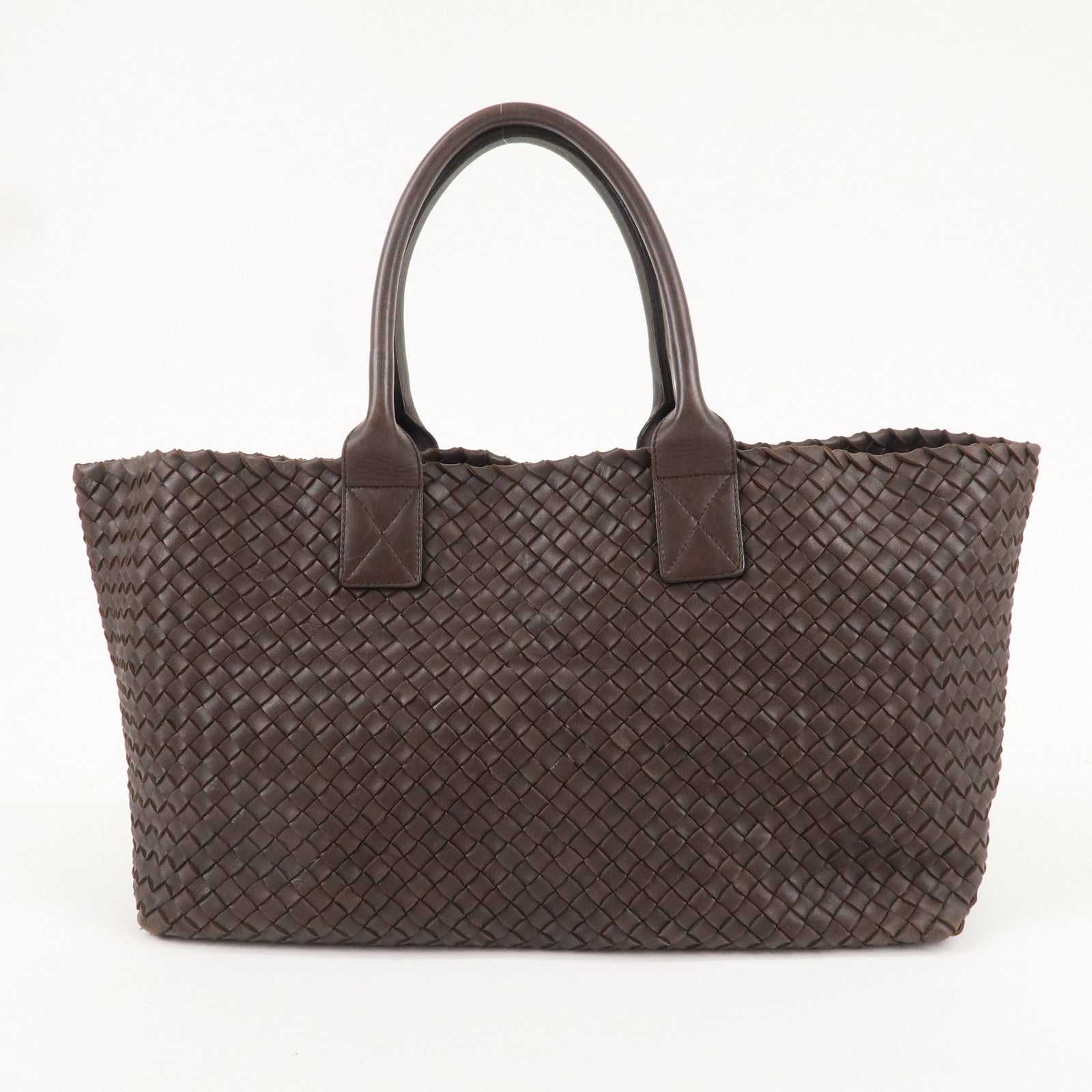 BOTTEGA VENETA Intrecciato Leather Cabas MM Tote Bag Brown 115664